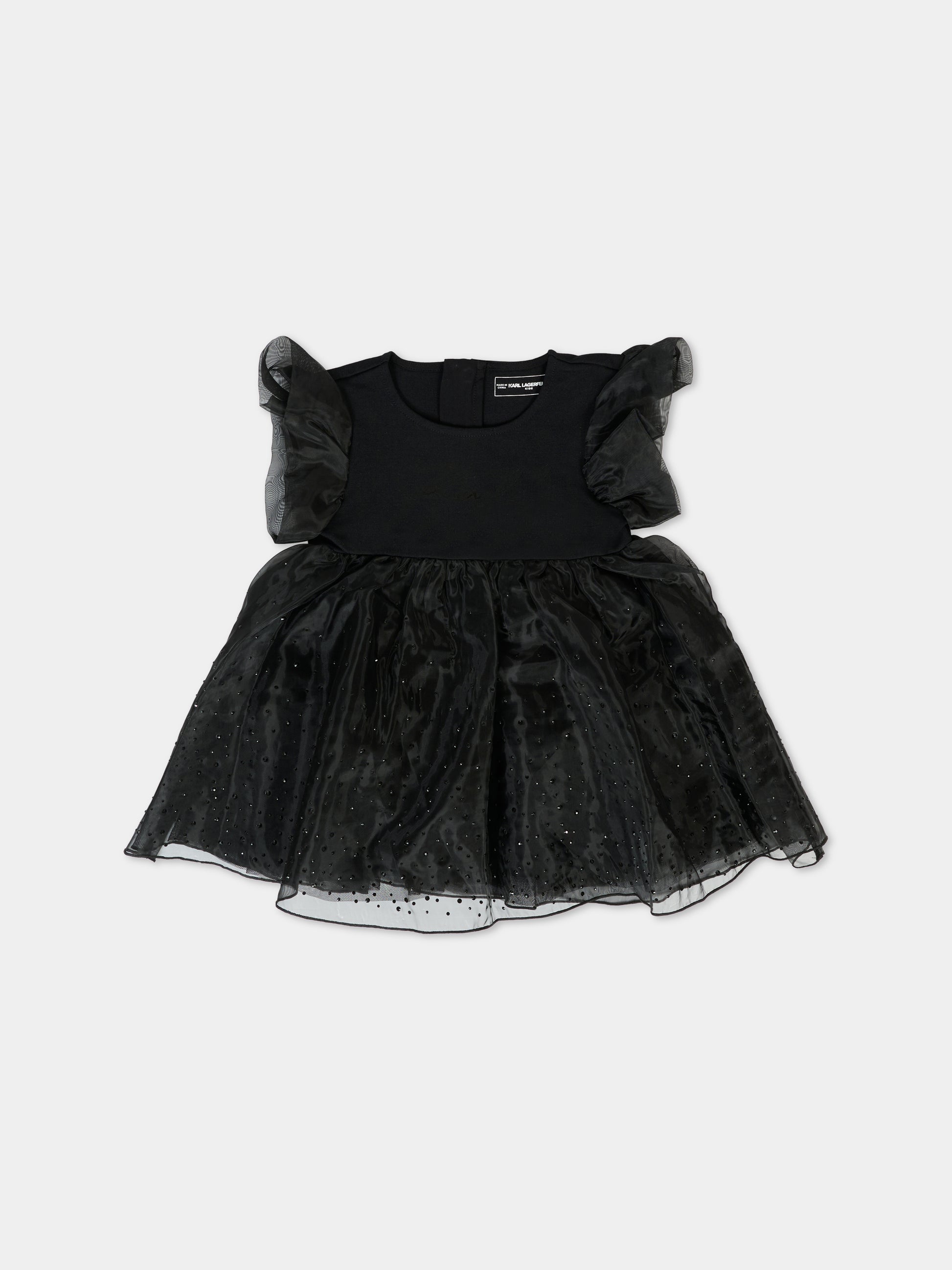Vestito nero per neonata con strass,Karl Lagerfeld Kids,Z30652 09B