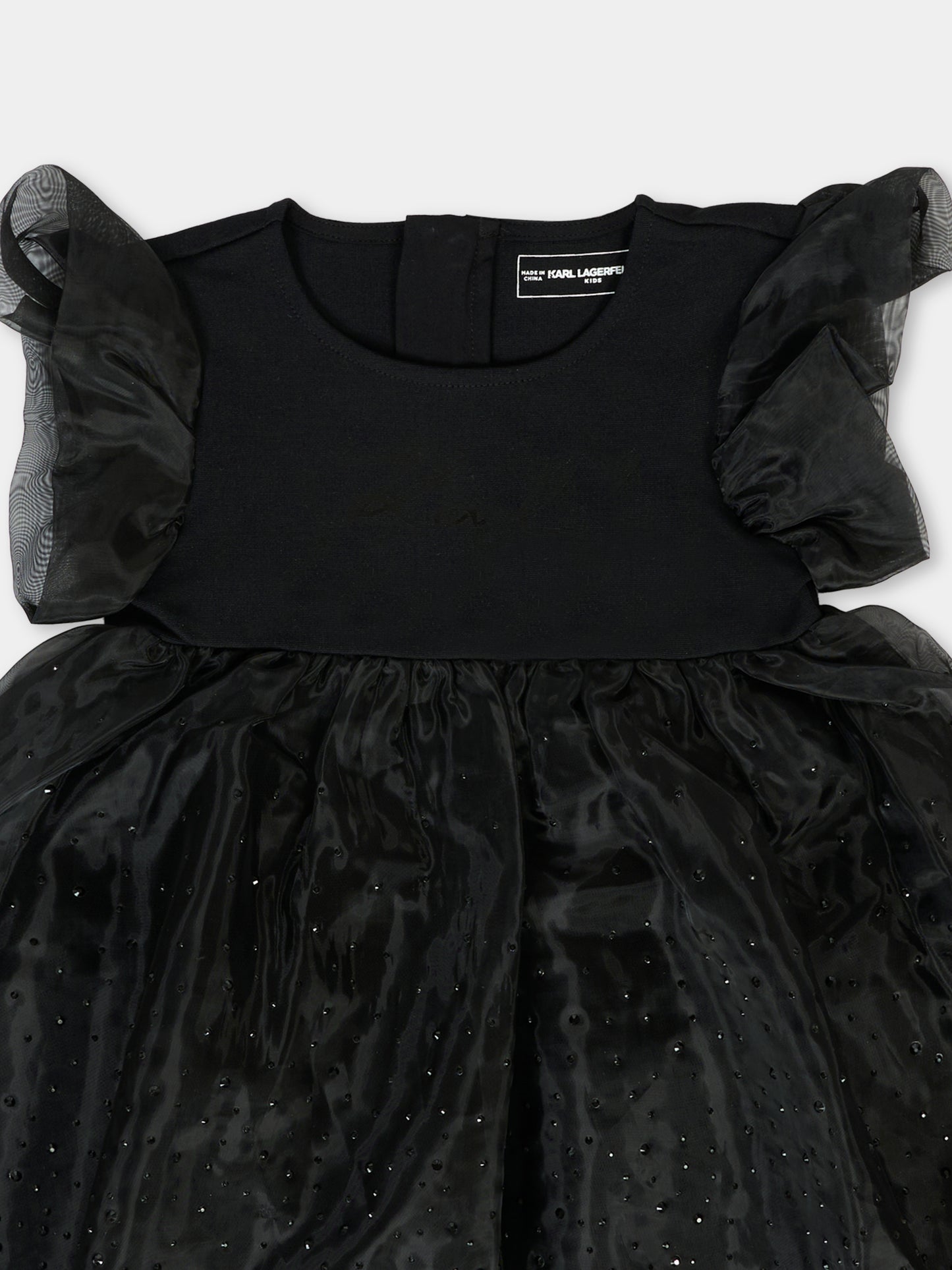 Vestito nero per neonata con strass,Karl Lagerfeld Kids,Z30652 09B