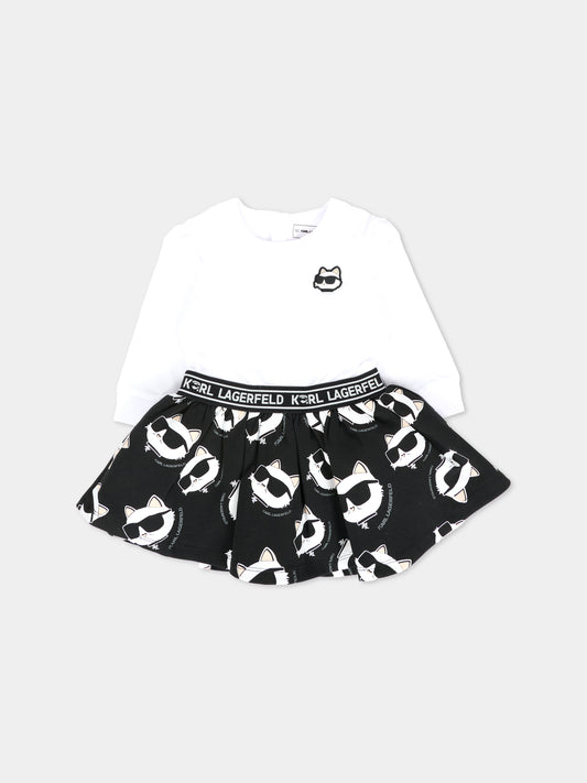 Vestito bianco per neonata con Choupette,Karl Lagerfeld Kids,Z30659 N50