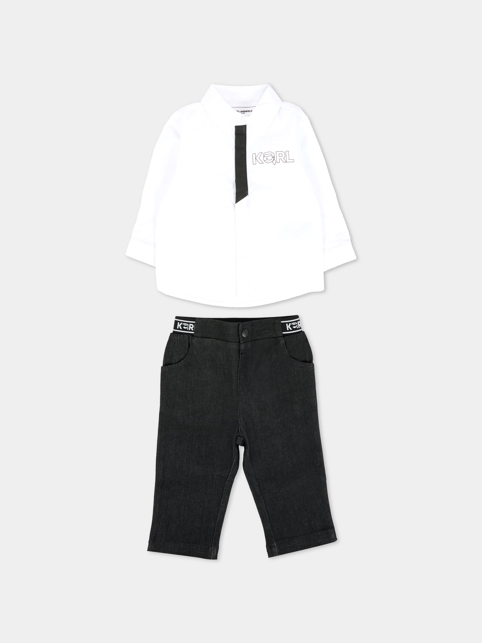 Completo bianco per neonato con logo,Karl Lagerfeld Kids,Z30660 N50