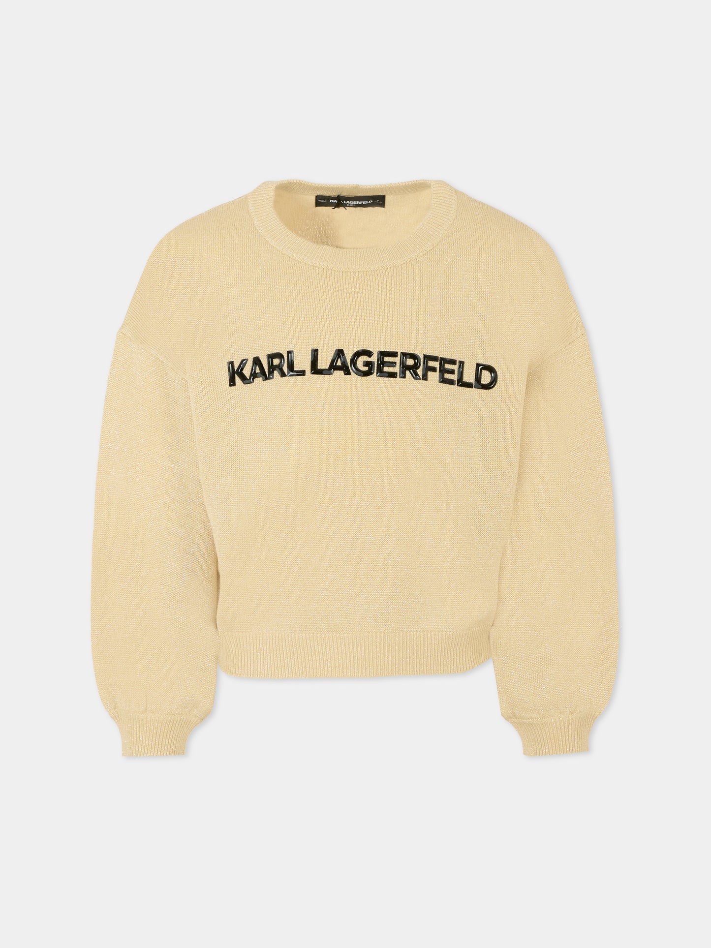 Maglione oro per bambina con logo,Karl Lagerfeld Kids,Z30937 576