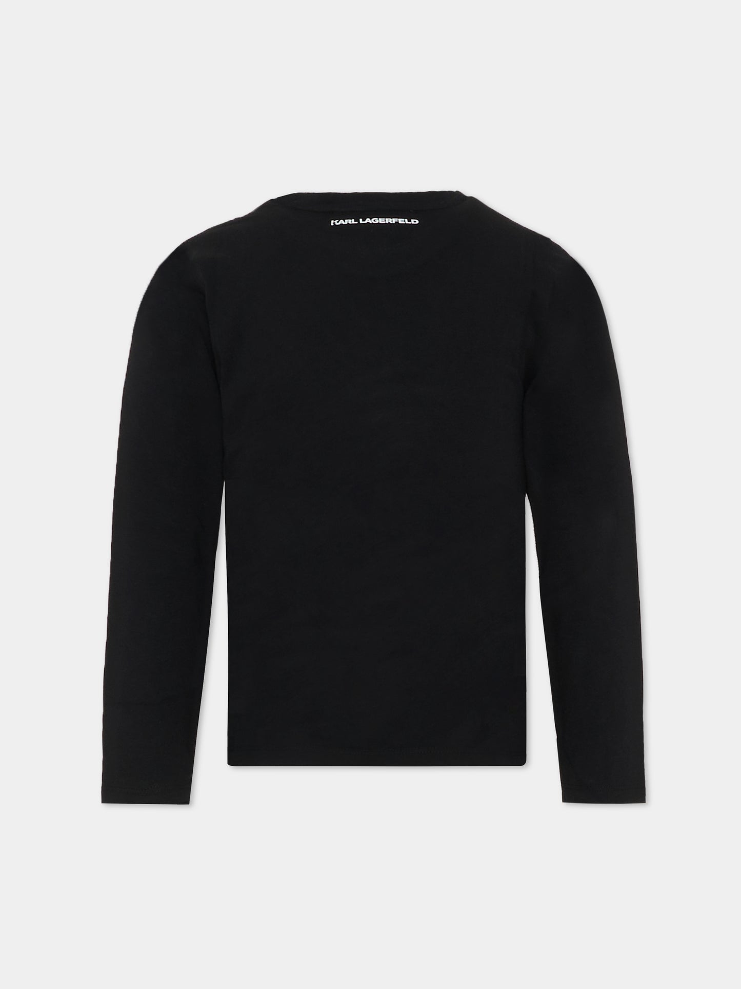 T-shirt nera per bambini con Karl Lagerfeld,Karl Lagerfeld Kids,Z30938 09B