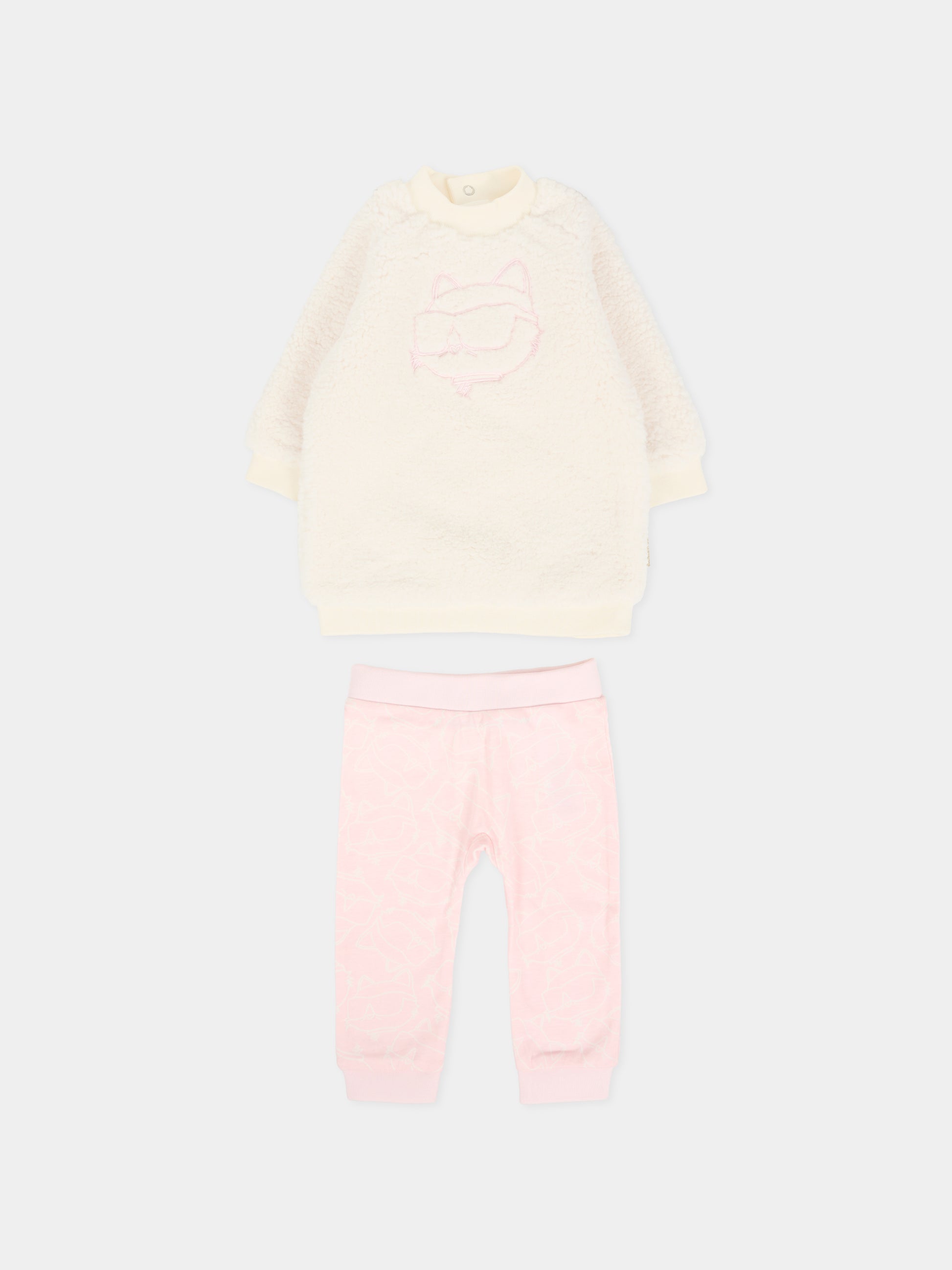 Completo rosa per neonata con Choupette ricamata,Karl Lagerfeld Kids,Z30971 N74