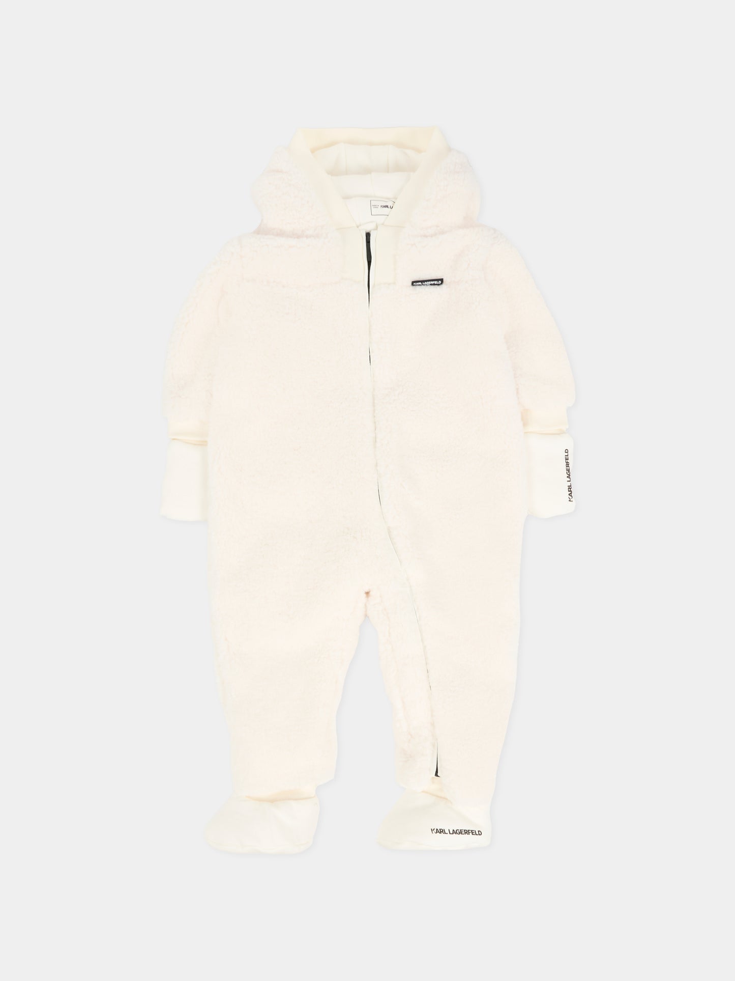 Tuta da neve avorio per neonati con logo ricamato,Karl Lagerfeld Kids,Z30975 195
