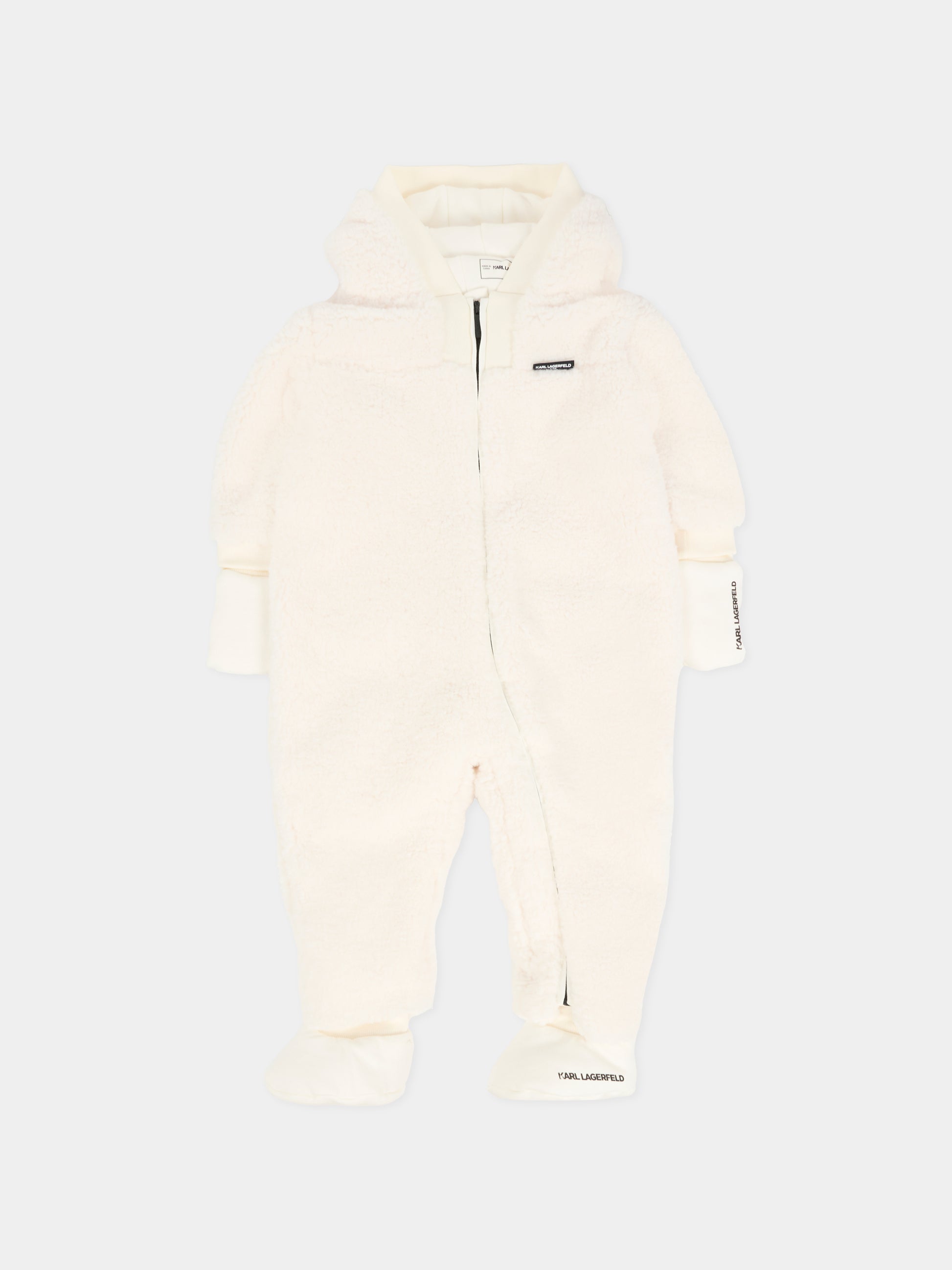 Tuta da neve avorio per neonati con logo ricamato,Karl Lagerfeld Kids,Z30975 195
