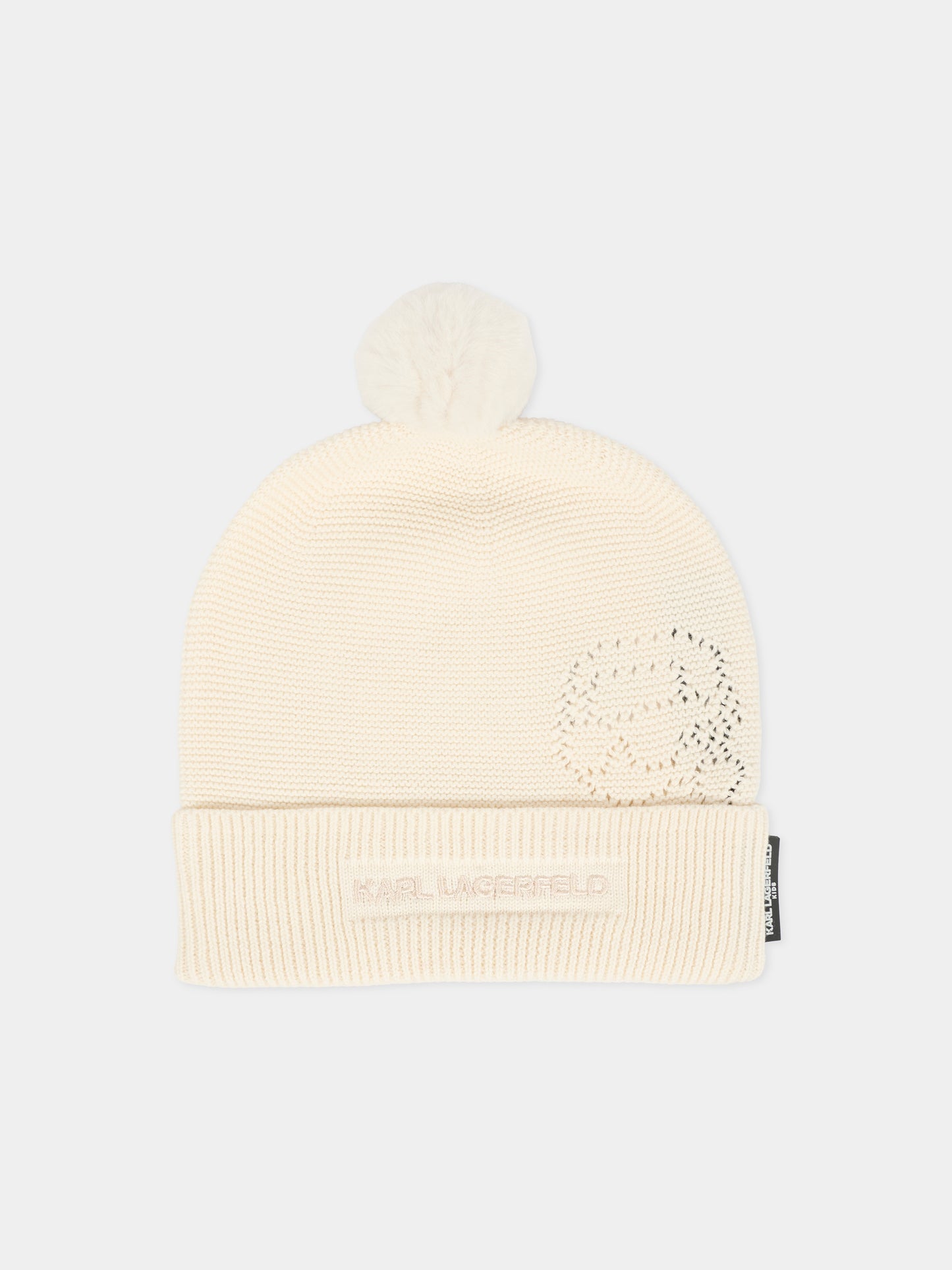 Berretto beige per neonati con Karl Lagerfeld,Karl Lagerfeld Kids,Z30996 195
