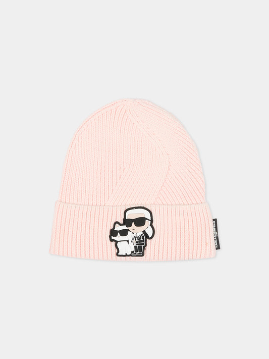 Berretto rosa per bambina con Choupette e Karl Lagerfeld,Karl Lagerfeld Kids,Z31002 47P