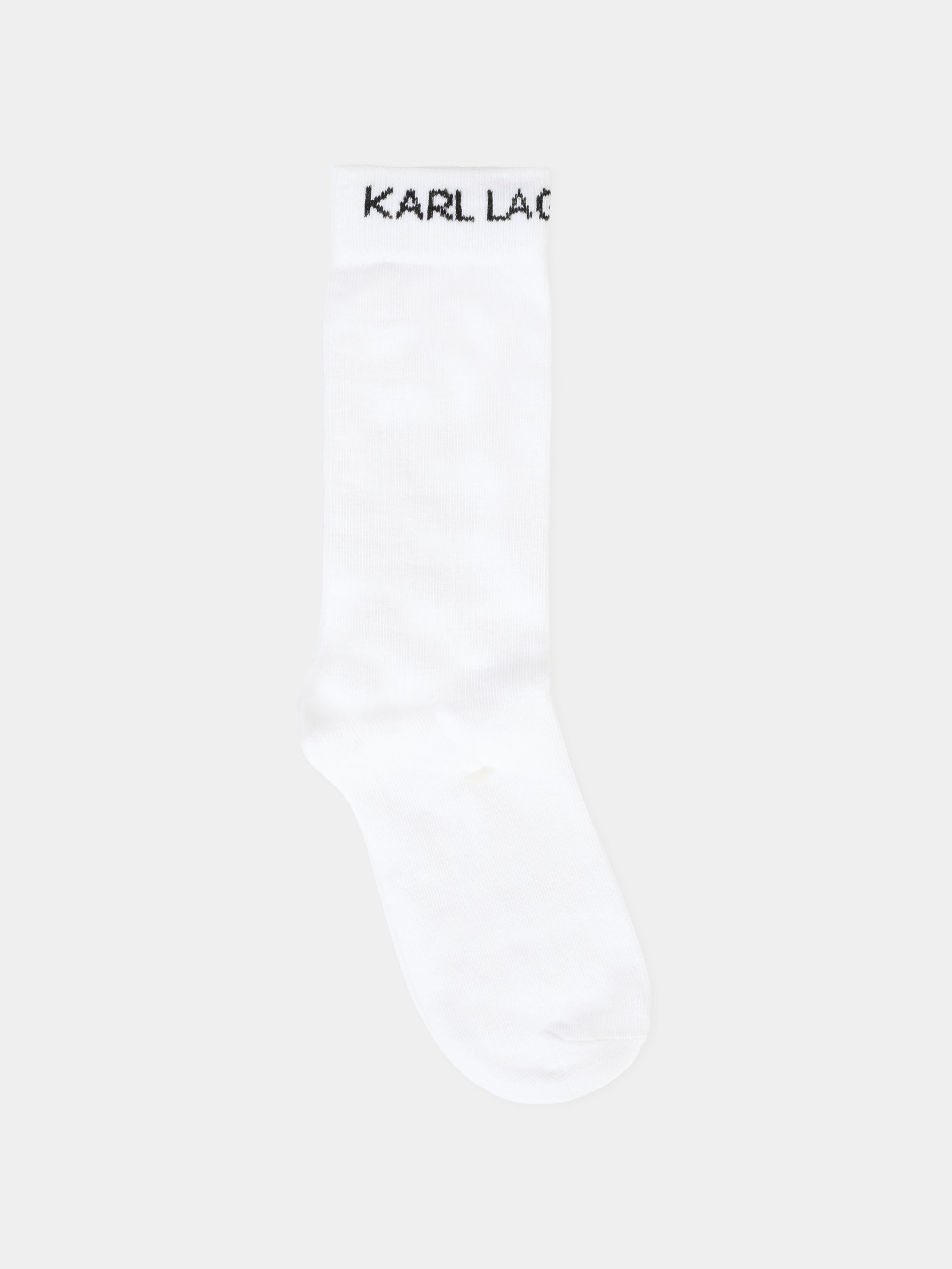 Set calze bianche per bambini con Karl Lagerfeld e logo nero,Karl Lagerfeld Kids,Z31016 10P