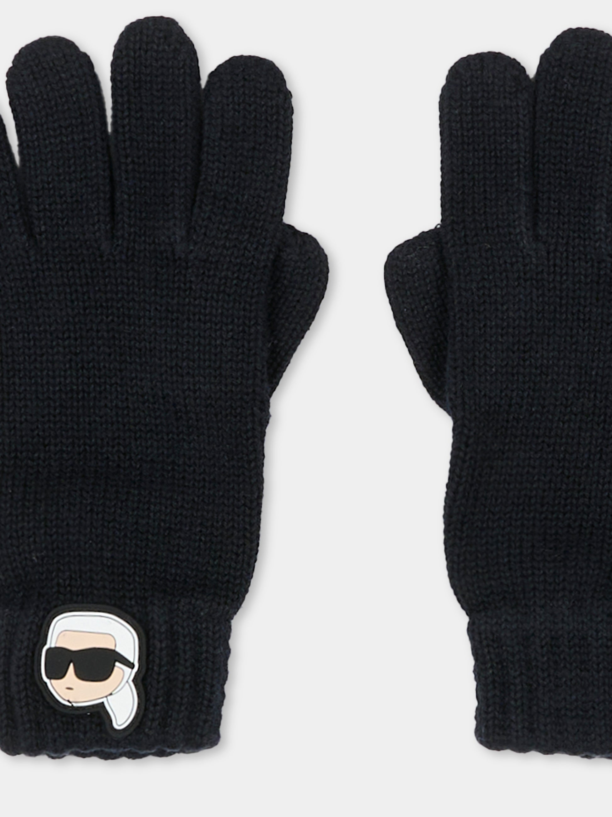 Guanti neri per bambini con Karl Lagerfeld,Karl Lagerfeld Kids,Z31030 09B
