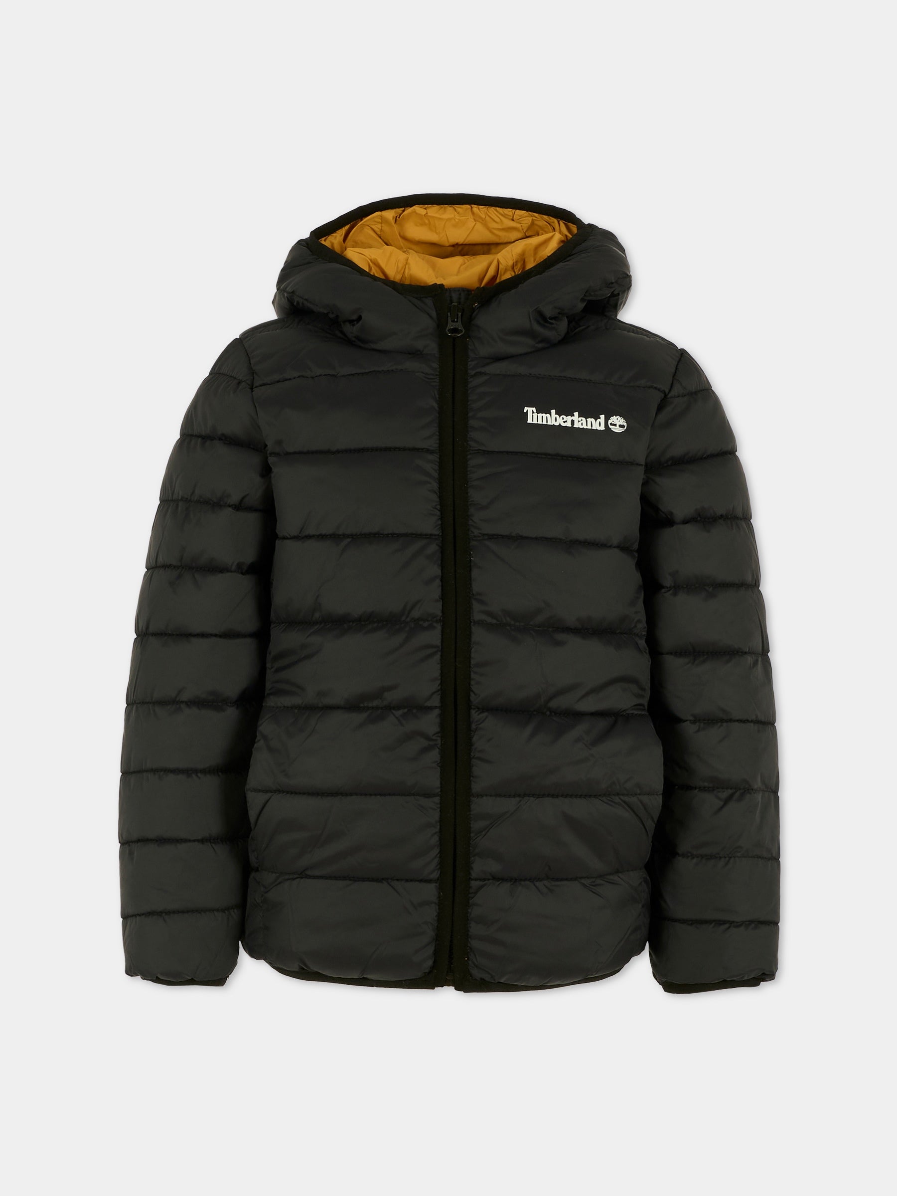 Piumino nero per bambino con logo,Timberland,T60377 09B