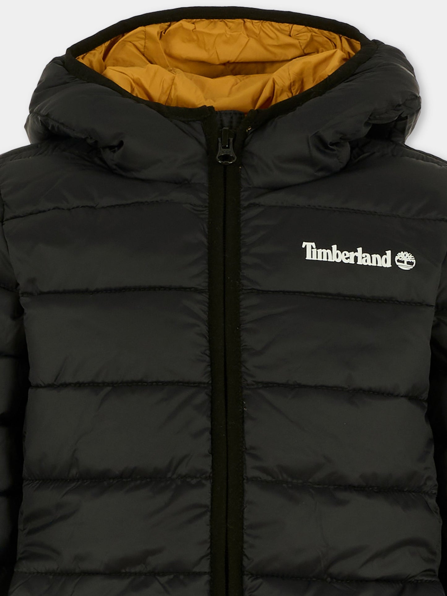 Piumino nero per bambino con logo,Timberland,T60377 09B