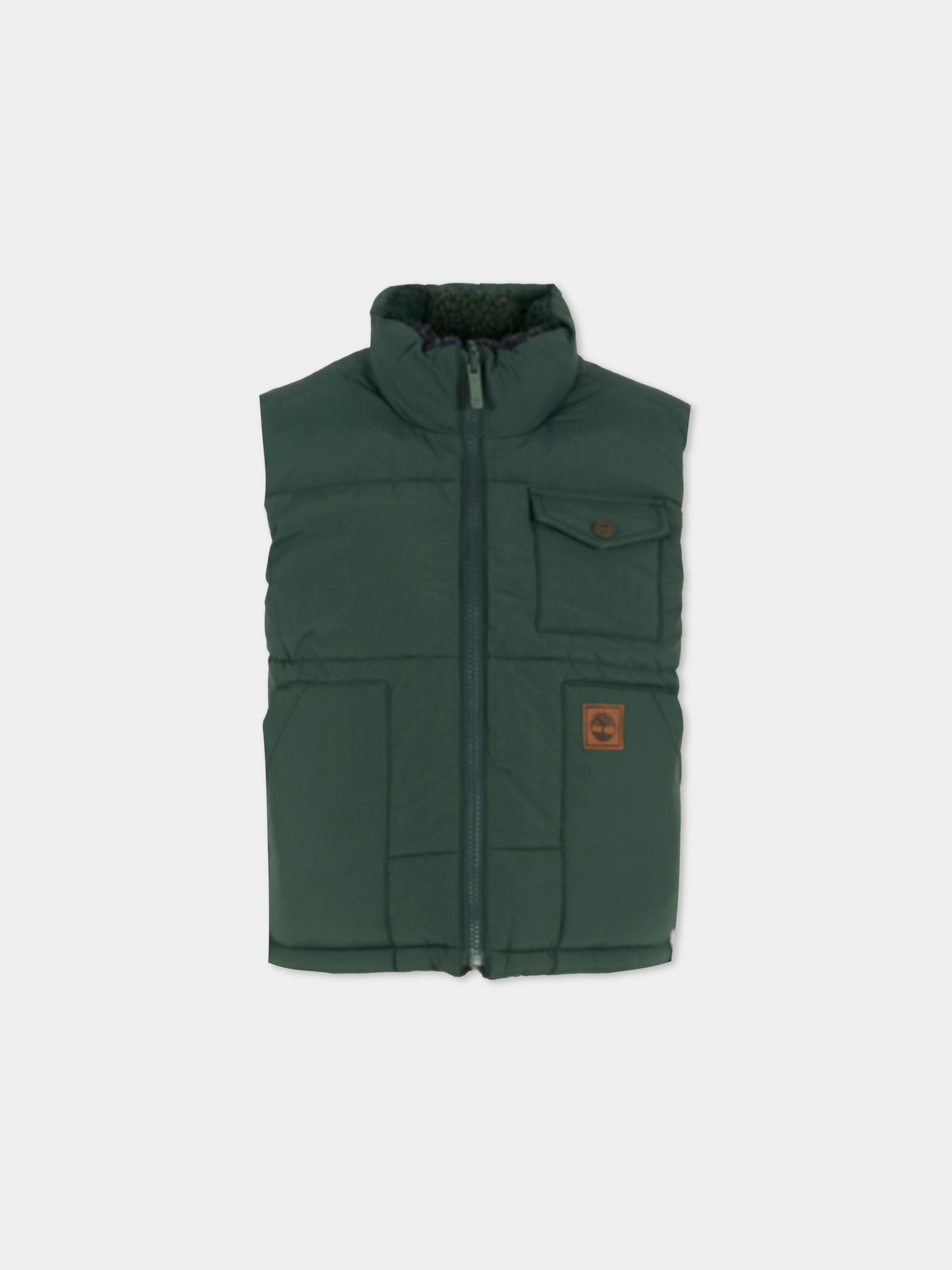Gilet reversibile verde per bambino con patch,Timberland,T60547 672