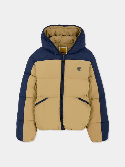 Piumino beige per bambino con logo,Timberland,T60554 659