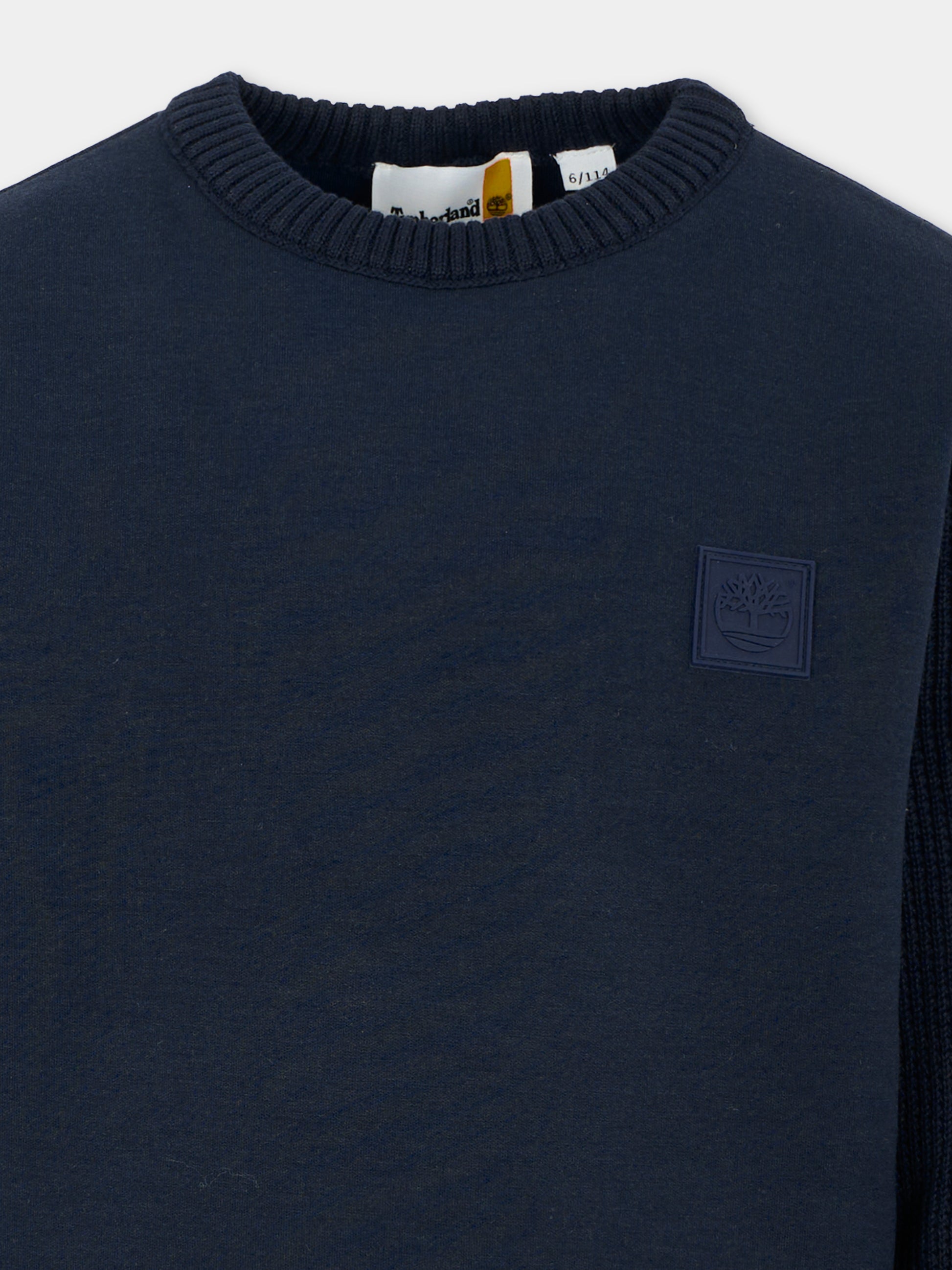 Maglione blu per bambino con logo,Timberland,T60574 85T