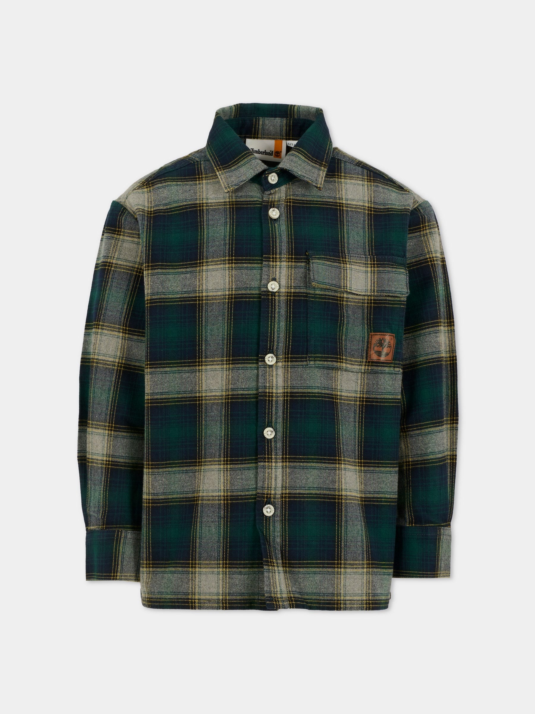 Camicia verde per bambino con patch,Timberland,T60577 672