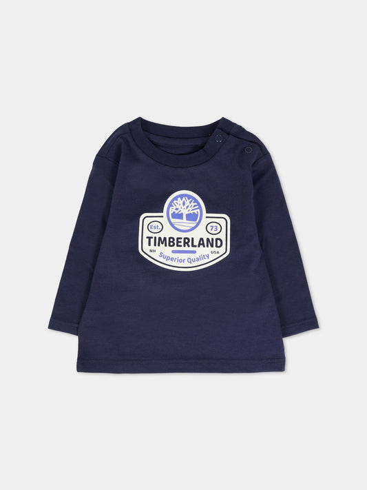 T-shirt blu per neonato con logo,Timberland,T60588 85T