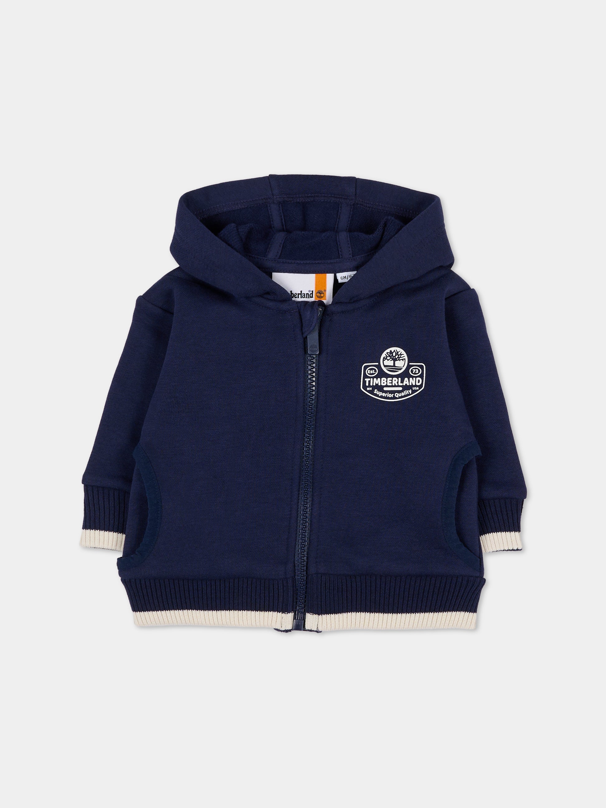 Felpa blu per neonato con logo,Timberland,T60596 85T