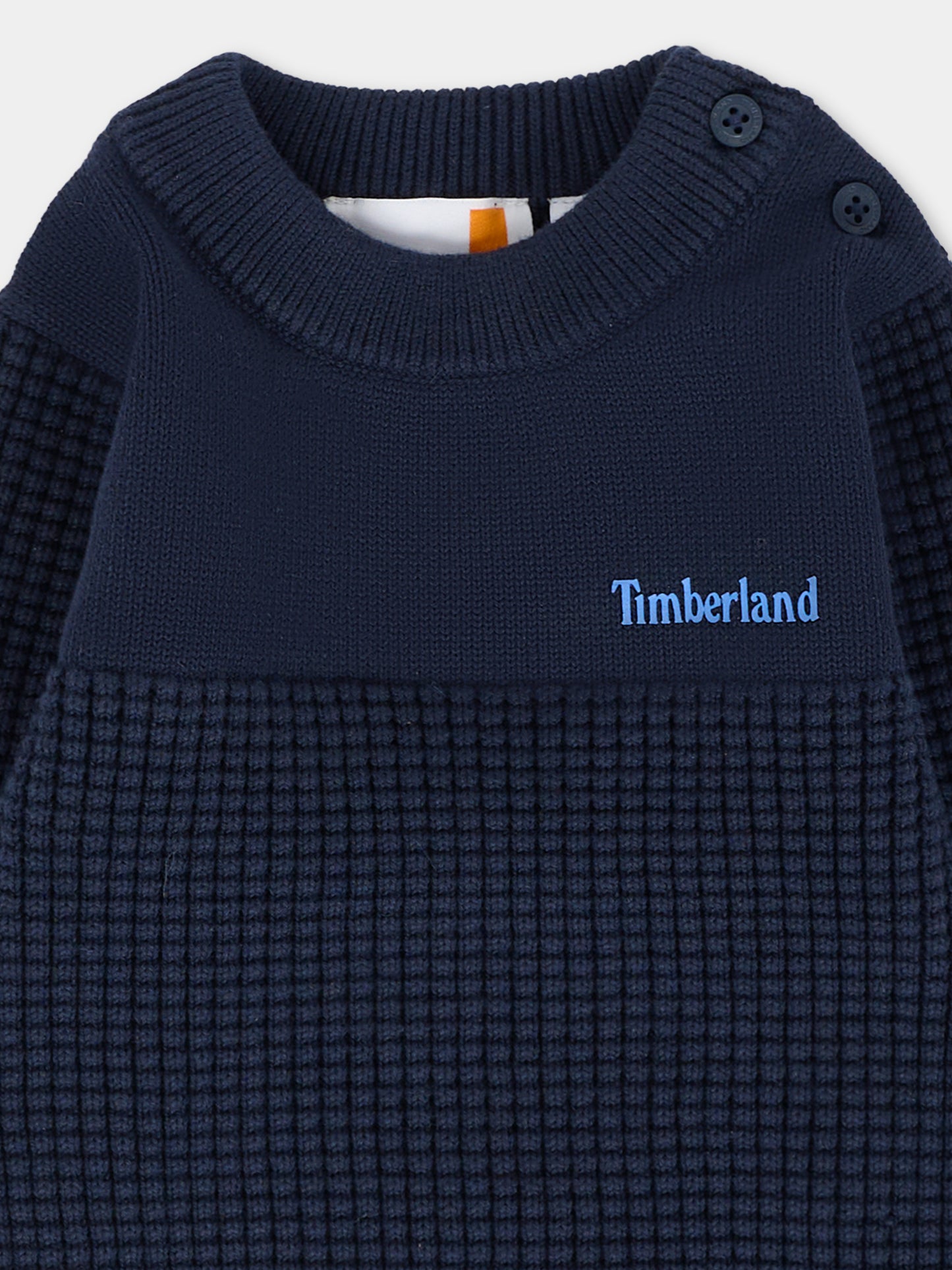 Maglione blu per neonato con logo,Timberland,T60597 85T