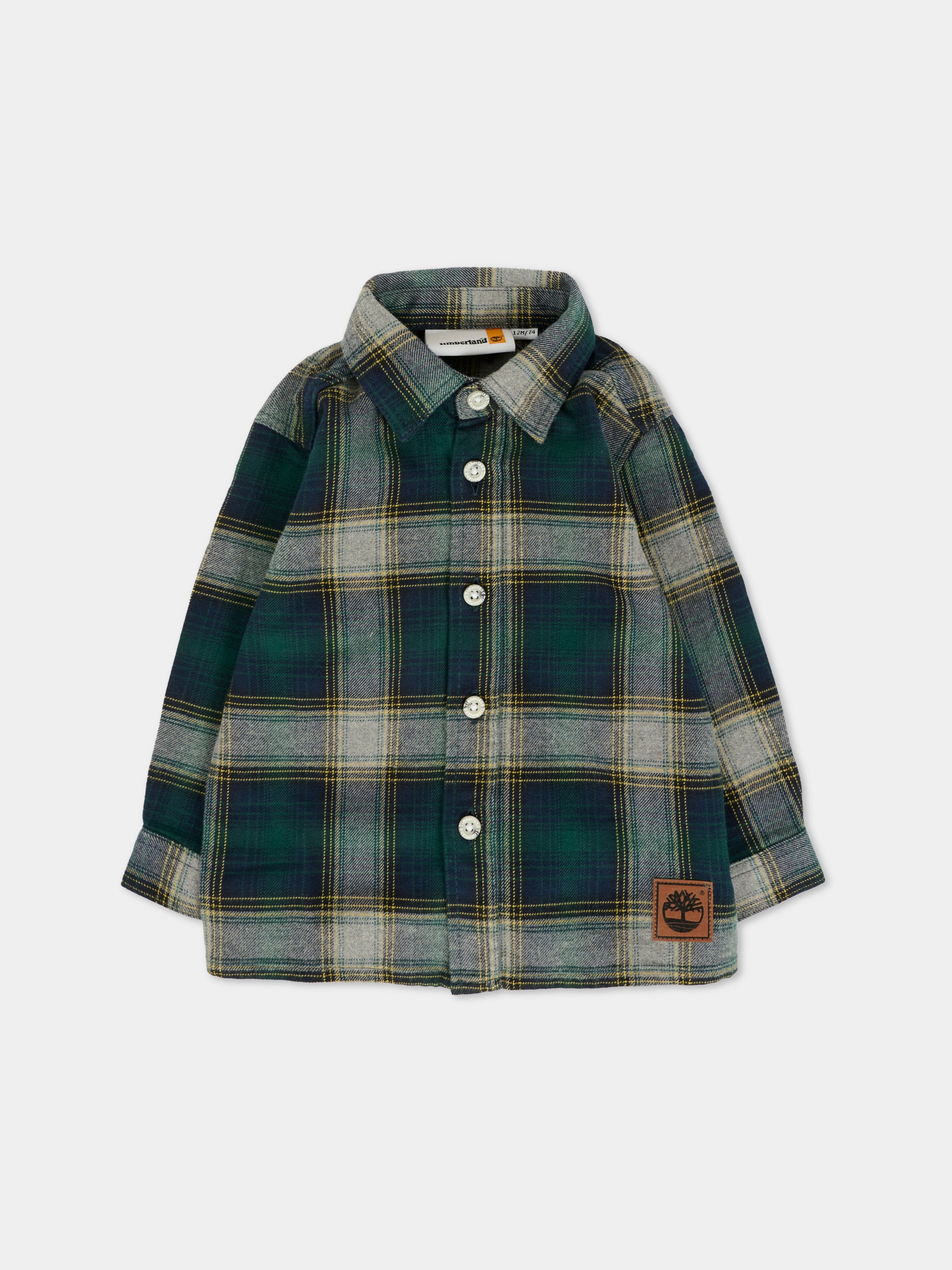 Camicia verde per neonato con patch,Timberland,T60600 672