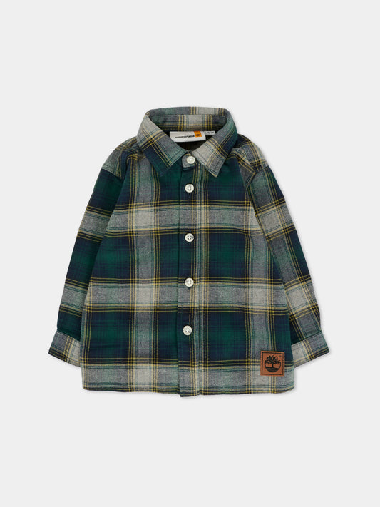 Camicia verde per neonato con patch,Timberland,T60600 672