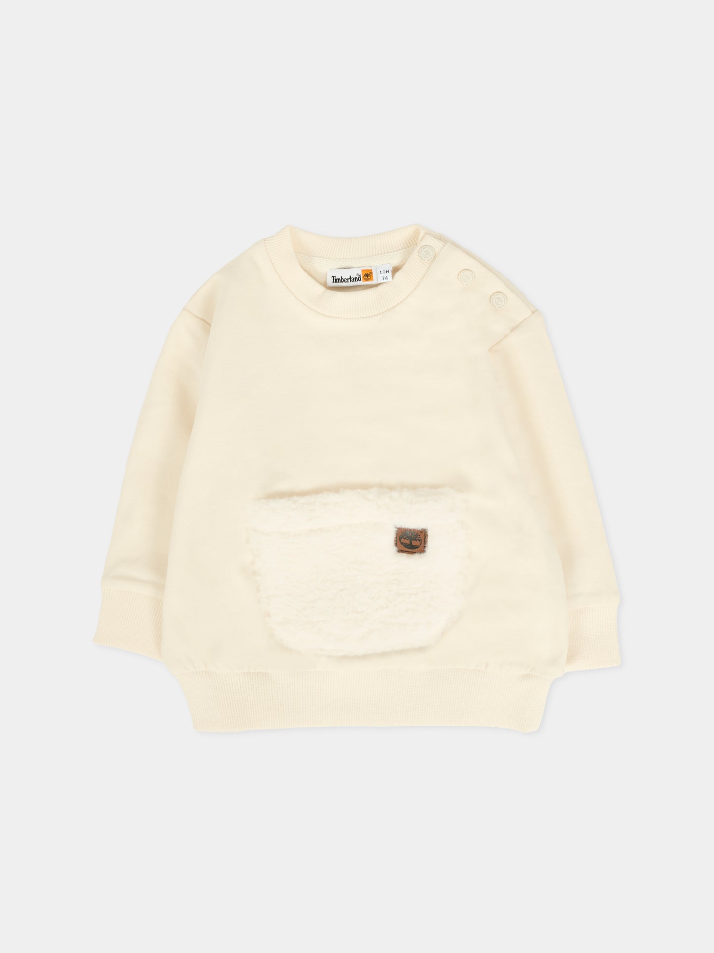 Felpa avorio per neonato con patch,Timberland,T60619 127