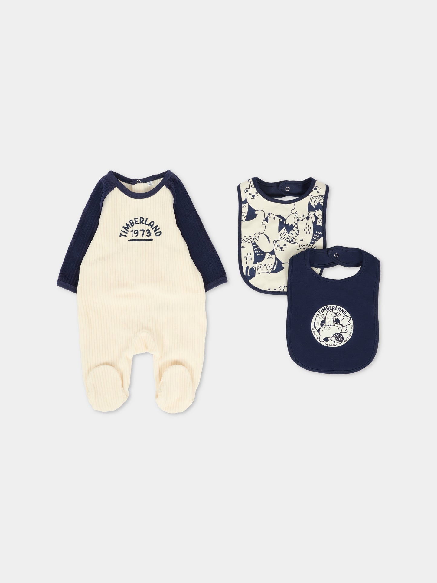 Set tutine avorio per neonato con stampa animali,Timberland,T60630 127