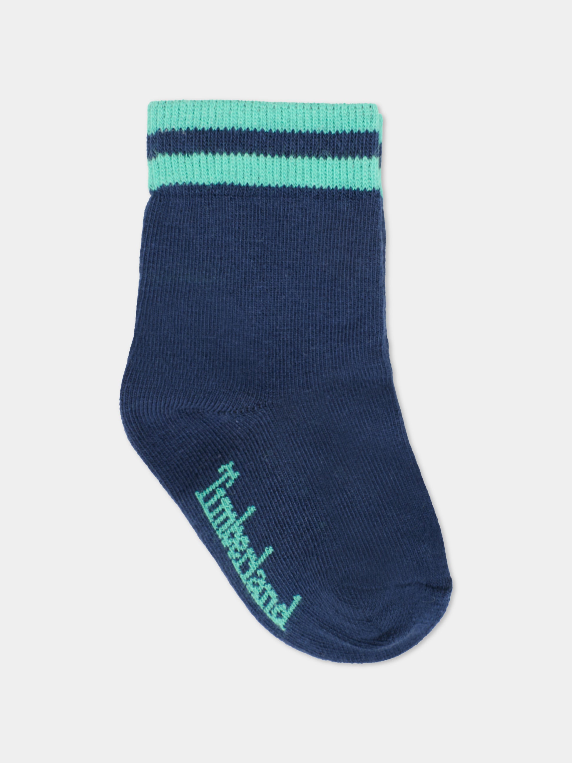 Set calze blu per neonato con logo,Timberland,T60740 85T