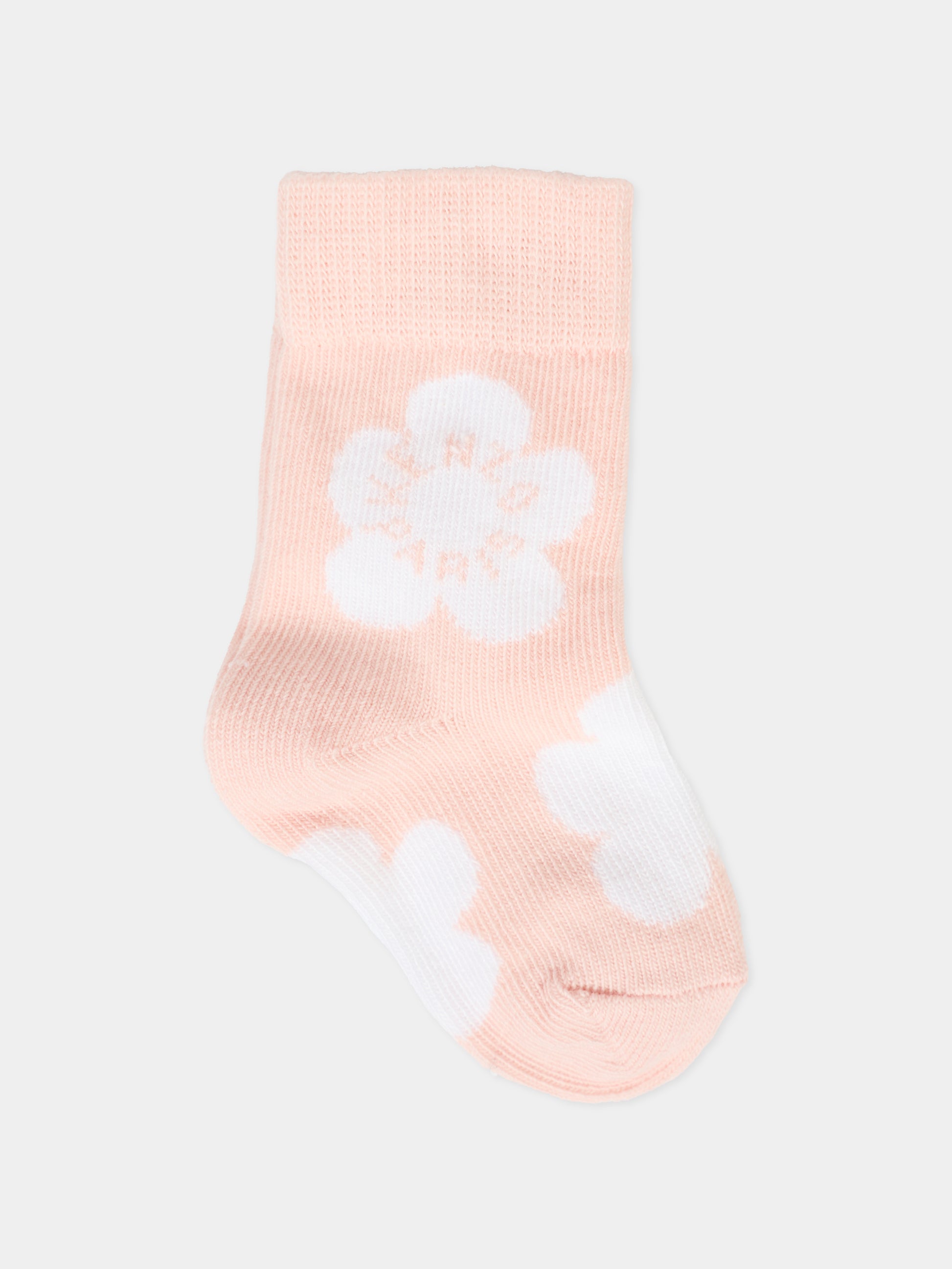 Set calzini rosa per neonata con logo,Kenzo Kids,K61209 46T