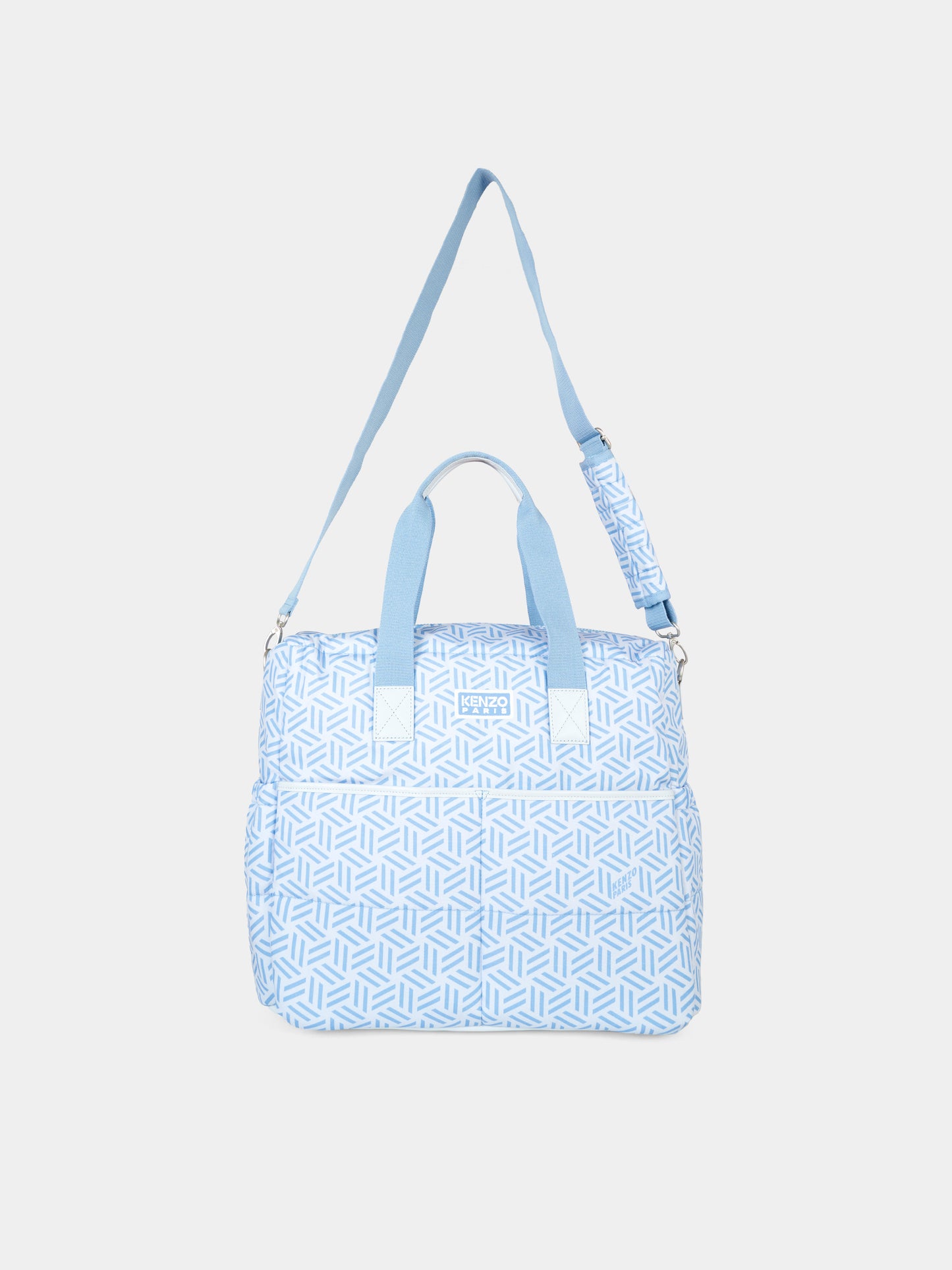 Borsa mamma blu per neonato con motivo geometrico,Kenzo Kids,K61210 771