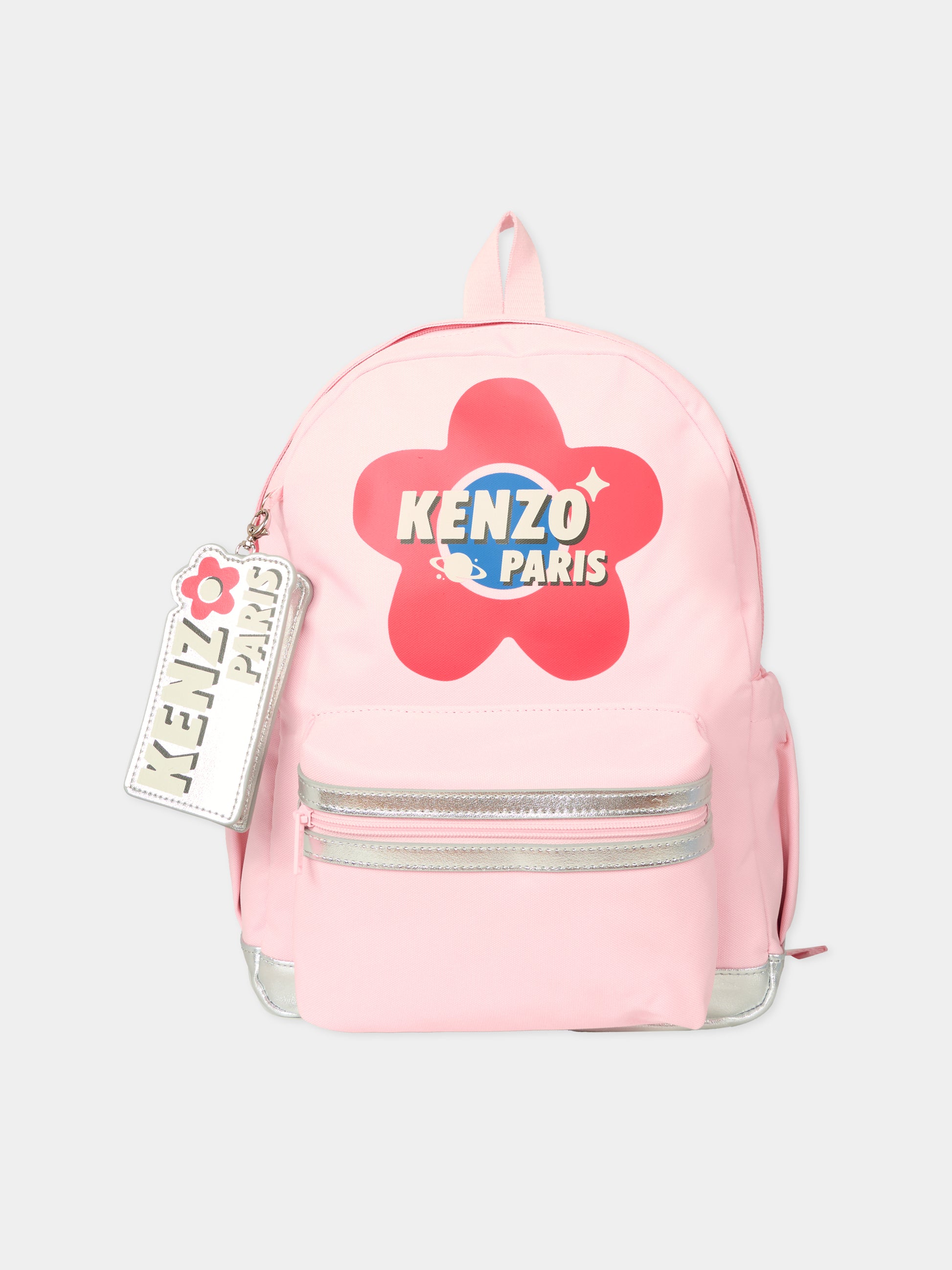 Zaino rosa per bambina con papavero,Kenzo Kids,K61223 47H