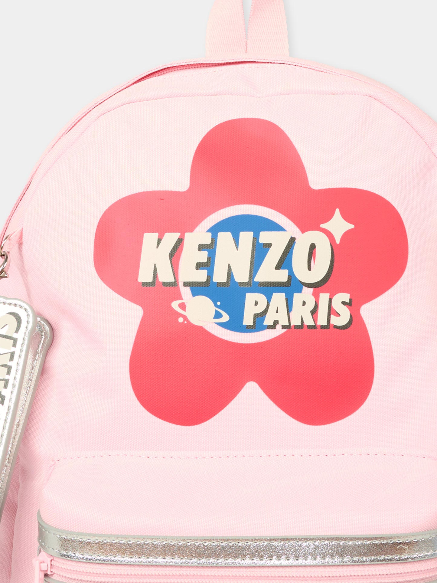 Zaino rosa per bambina con papavero,Kenzo Kids,K61223 47H