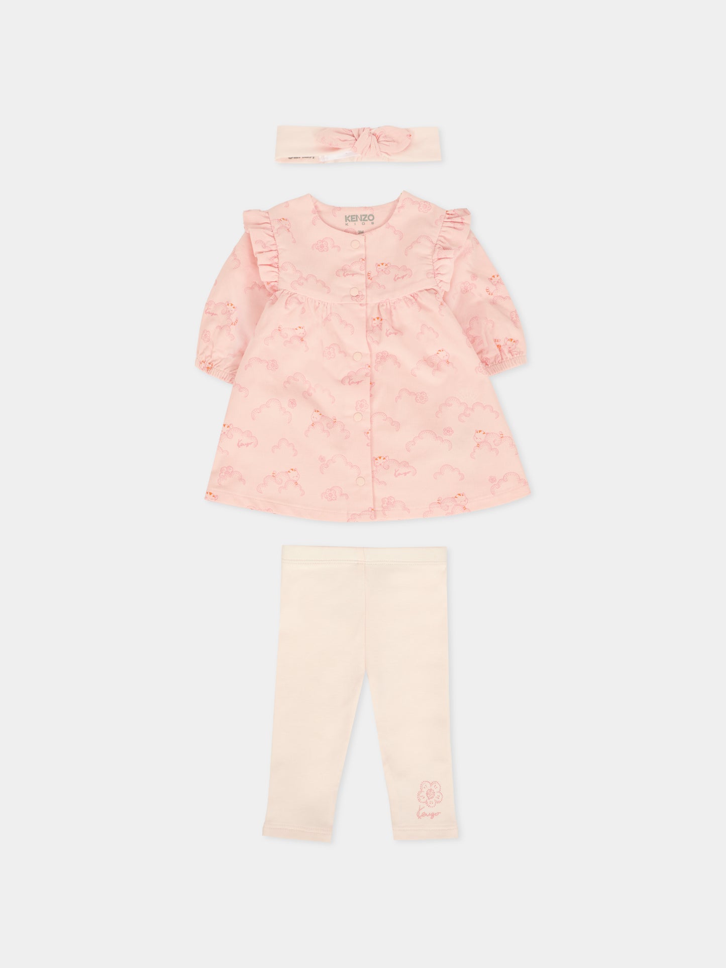 Completo rosa per neonata con tigre,Kenzo Kids,K61231 46T