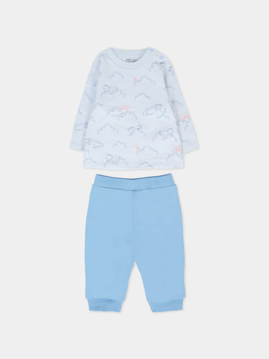 Completo azzurro per neonato con tigre all over,Kenzo Kids,K61244 771