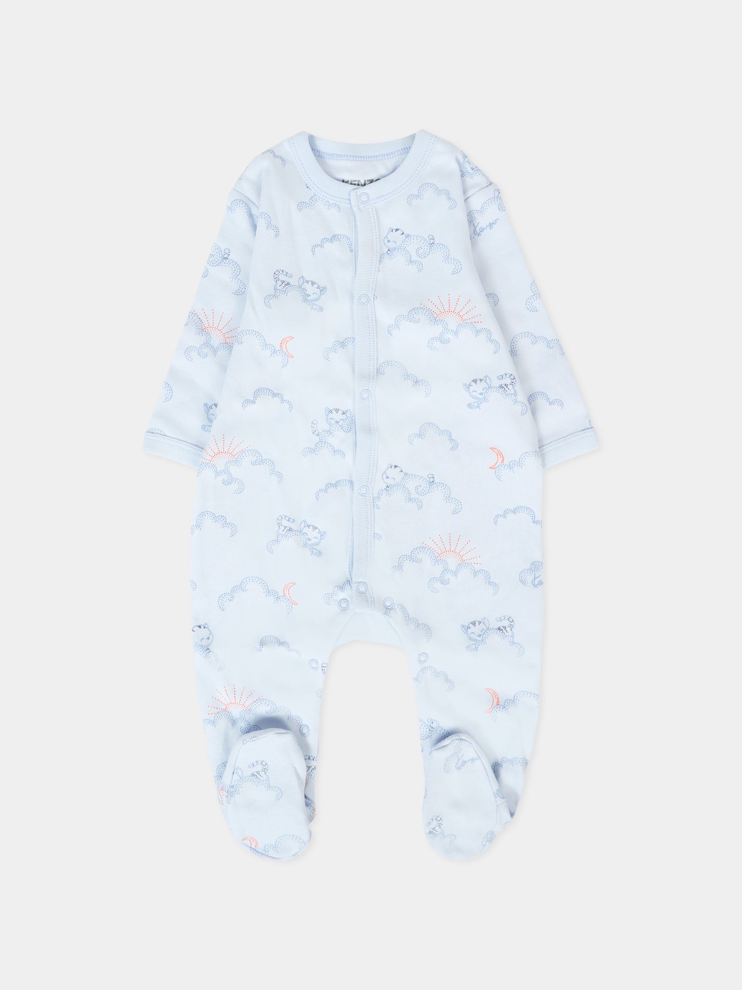 Set tutina azzurra per neonato con tigre all over,Kenzo Kids,K61247 771