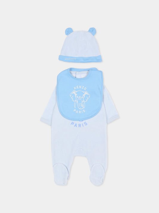 Set tutina celeste per neonato con elefante,Kenzo Kids,K61248 771
