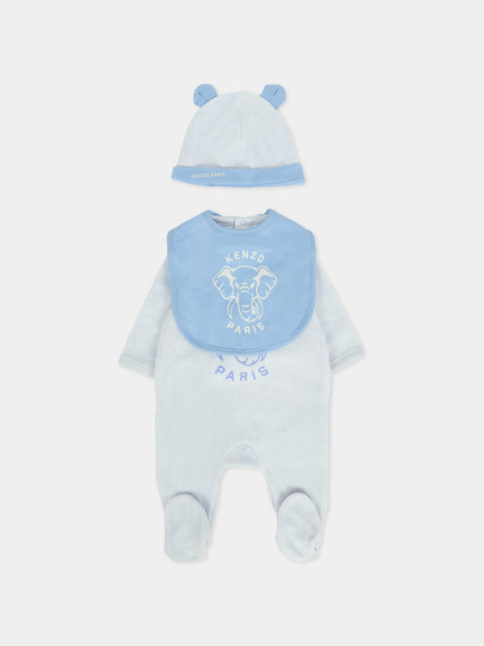 Set tutina celeste per neonato con elefante,Kenzo Kids,K61248 771