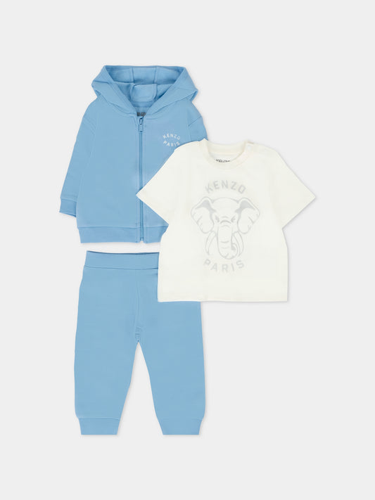 Completo blu per neonato con elefante,Kenzo Kids,K61252 77A