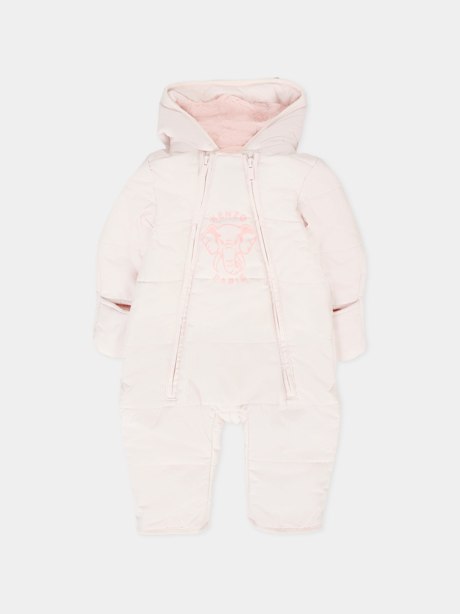 Piumino rosa per neonata con elefante,Kenzo Kids,K61255 47R