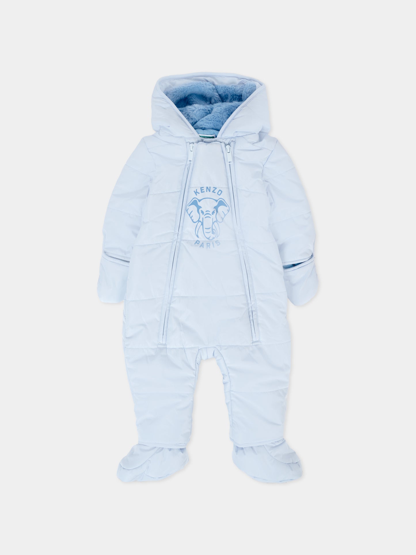 Piumino azzurro per neonato con elefante,Kenzo Kids,K61255 771