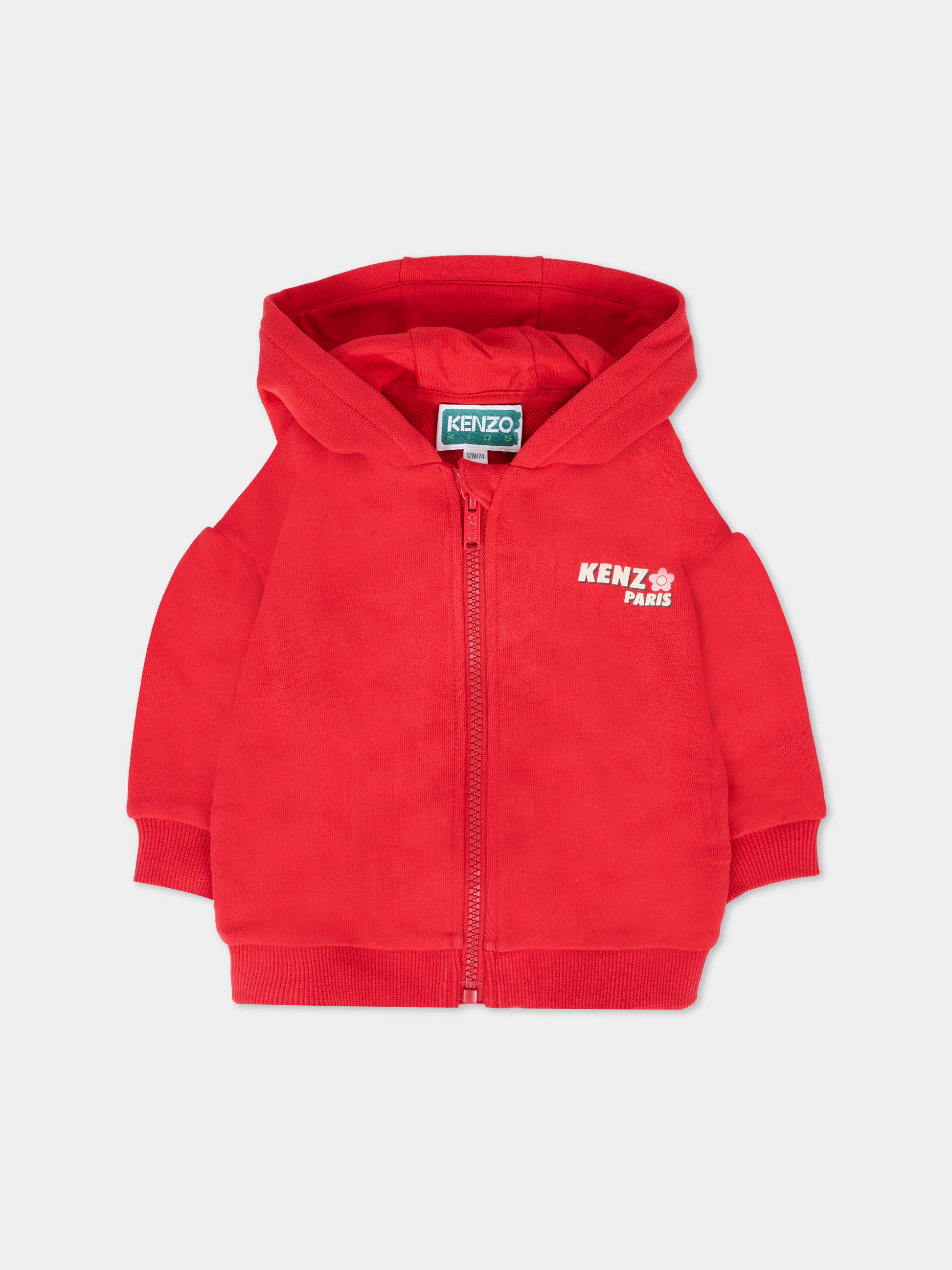 Felpa rossa per neonata con logo,Kenzo Kids,K61257 968