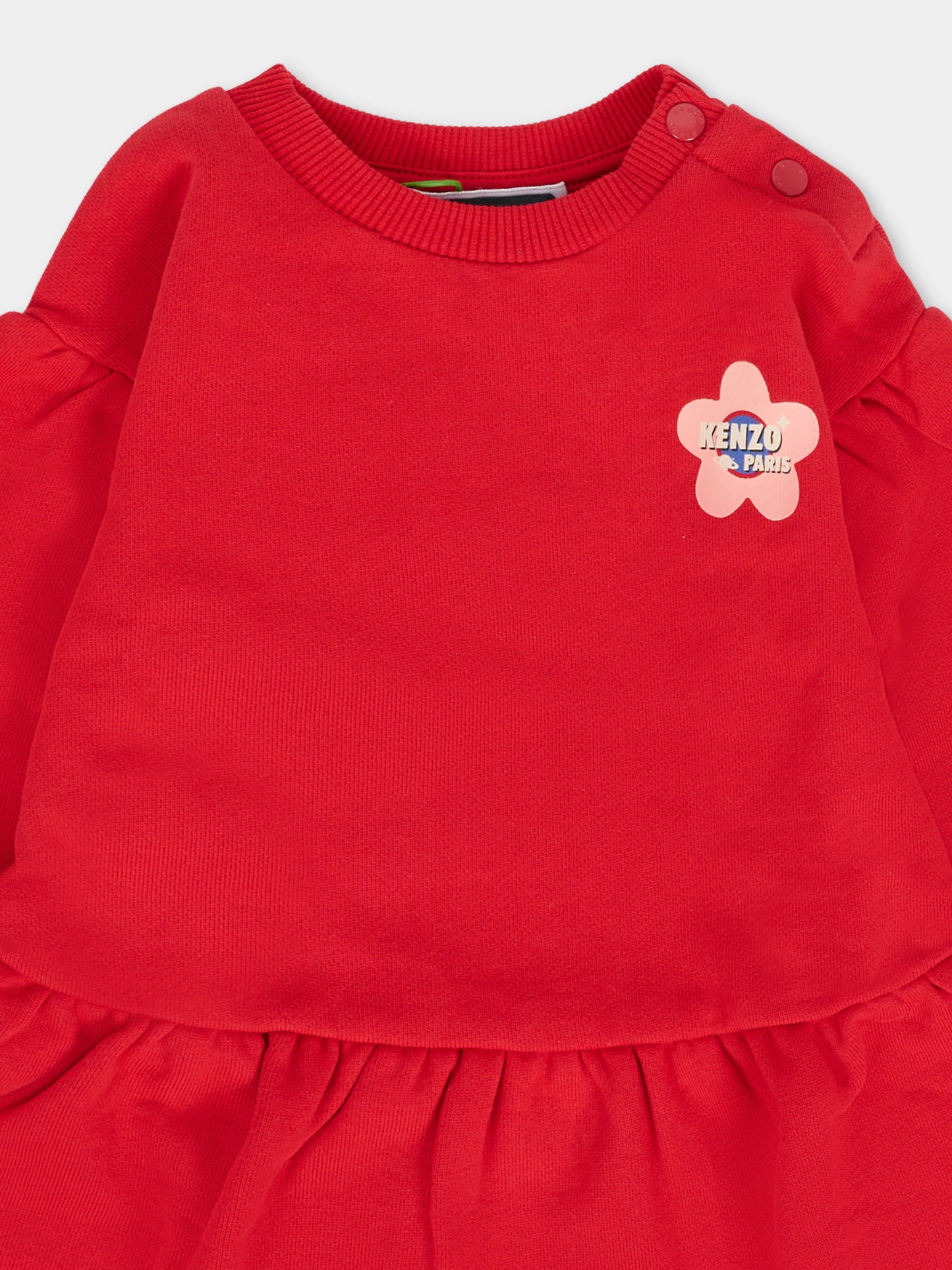 Vestito rosso per neonata con papavero,Kenzo Kids,K61273 968