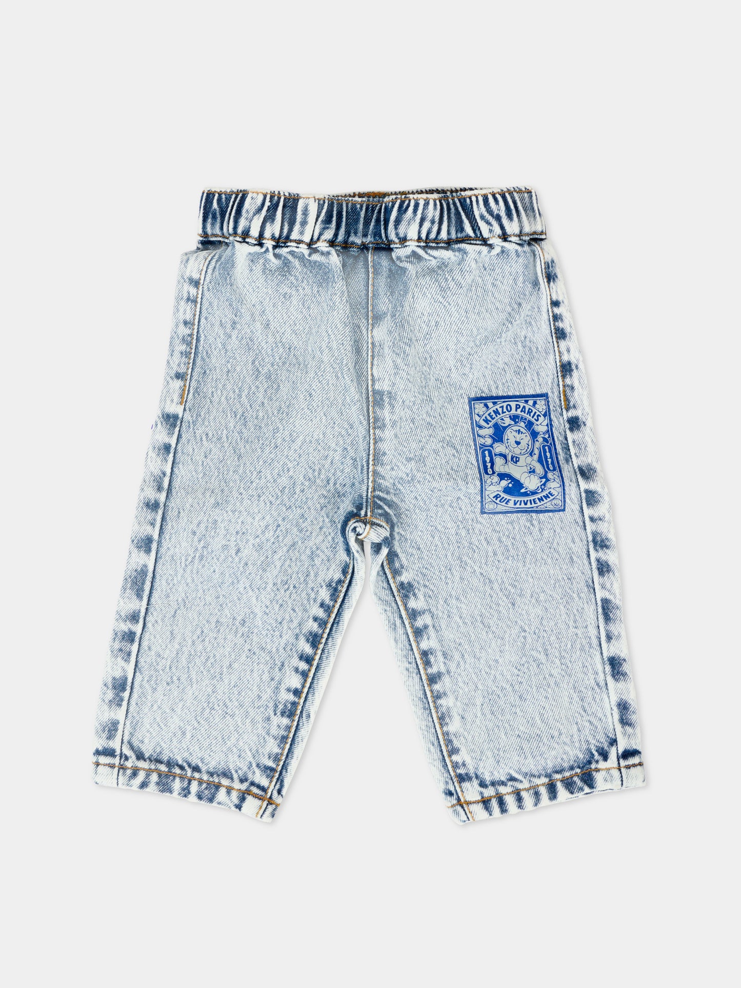 Jeans denim per neonato con tigre,Kenzo Kids,K61289 Z04