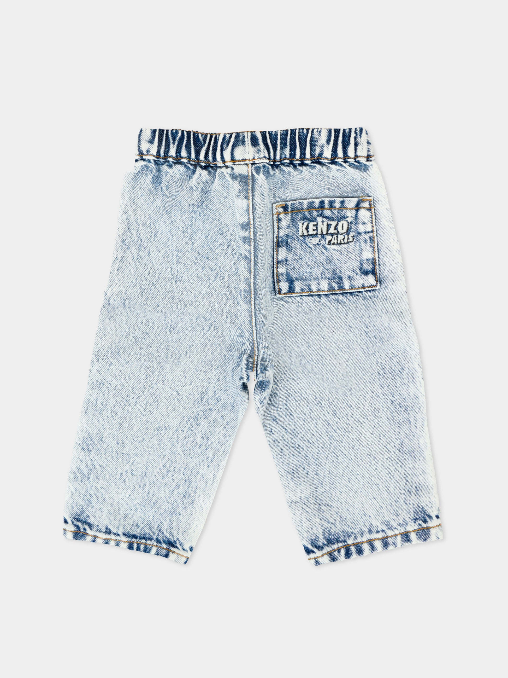 Jeans denim per neonato con tigre,Kenzo Kids,K61289 Z04