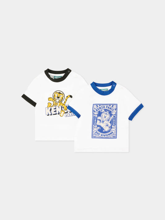 Set t-shirt bianco per neonato con tigre,Kenzo Kids,K61298 N50