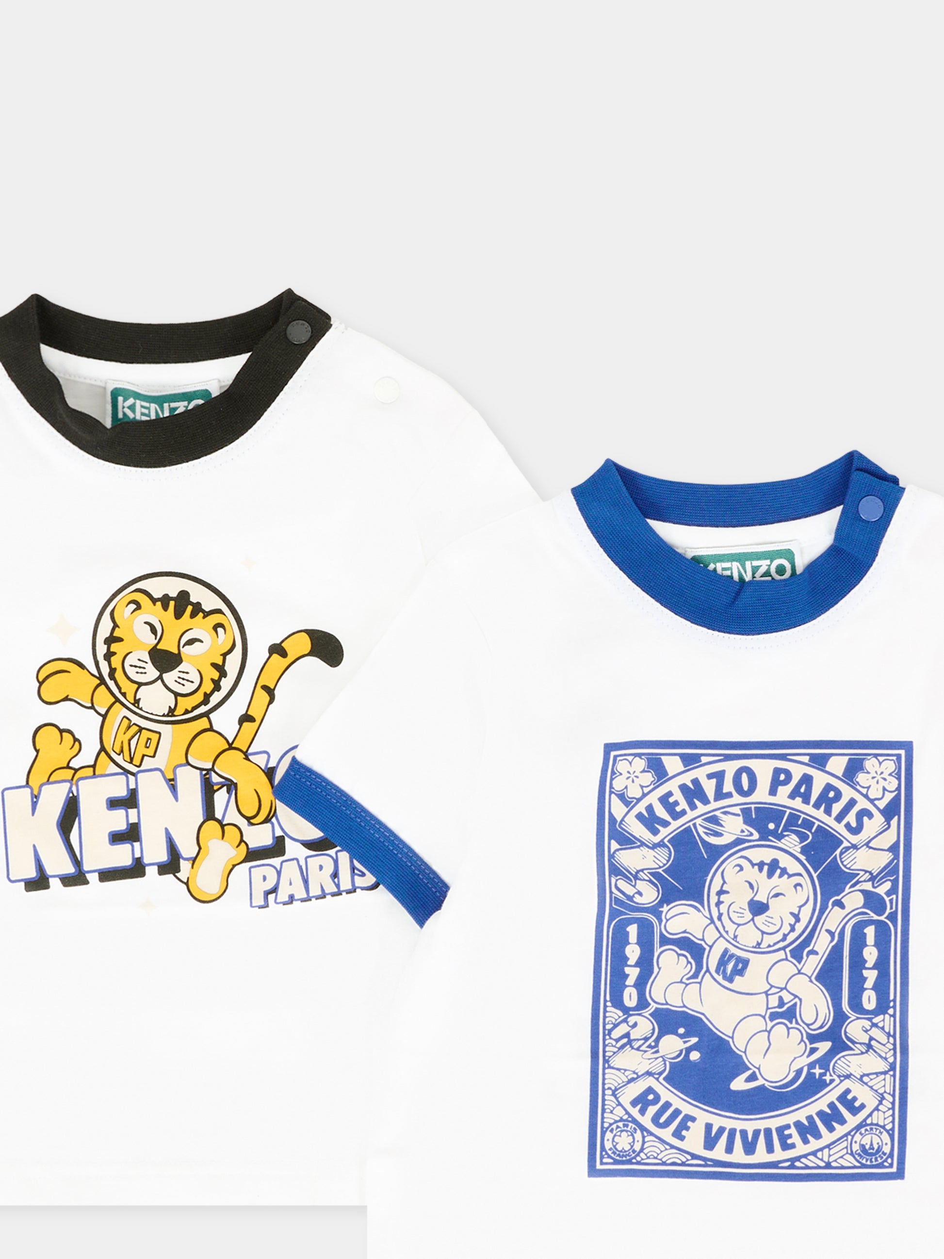 Set t-shirt bianco per neonato con tigre,Kenzo Kids,K61298 N50