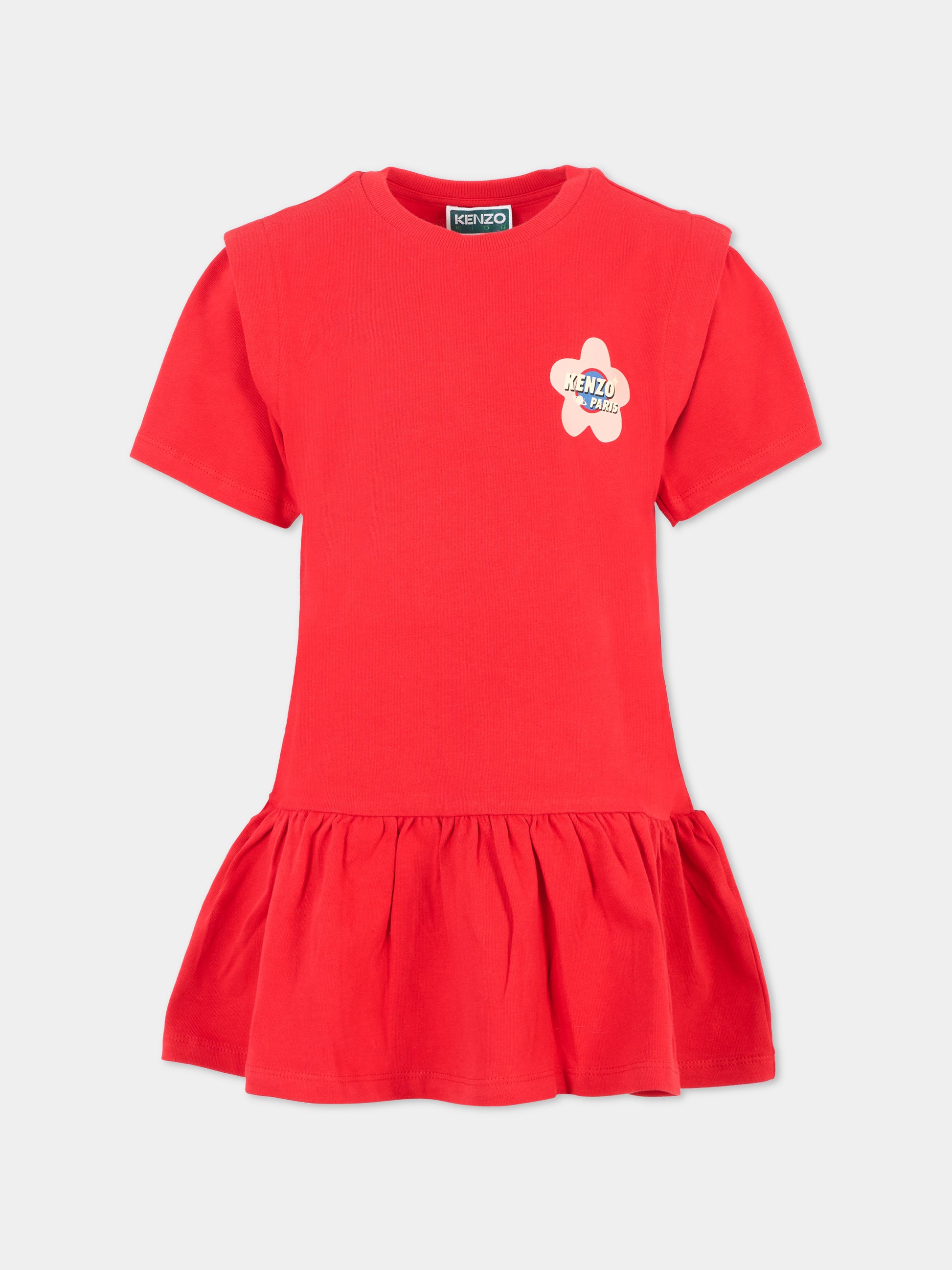 Vestito rosso per bambina con logo,Kenzo Kids,K61345 968