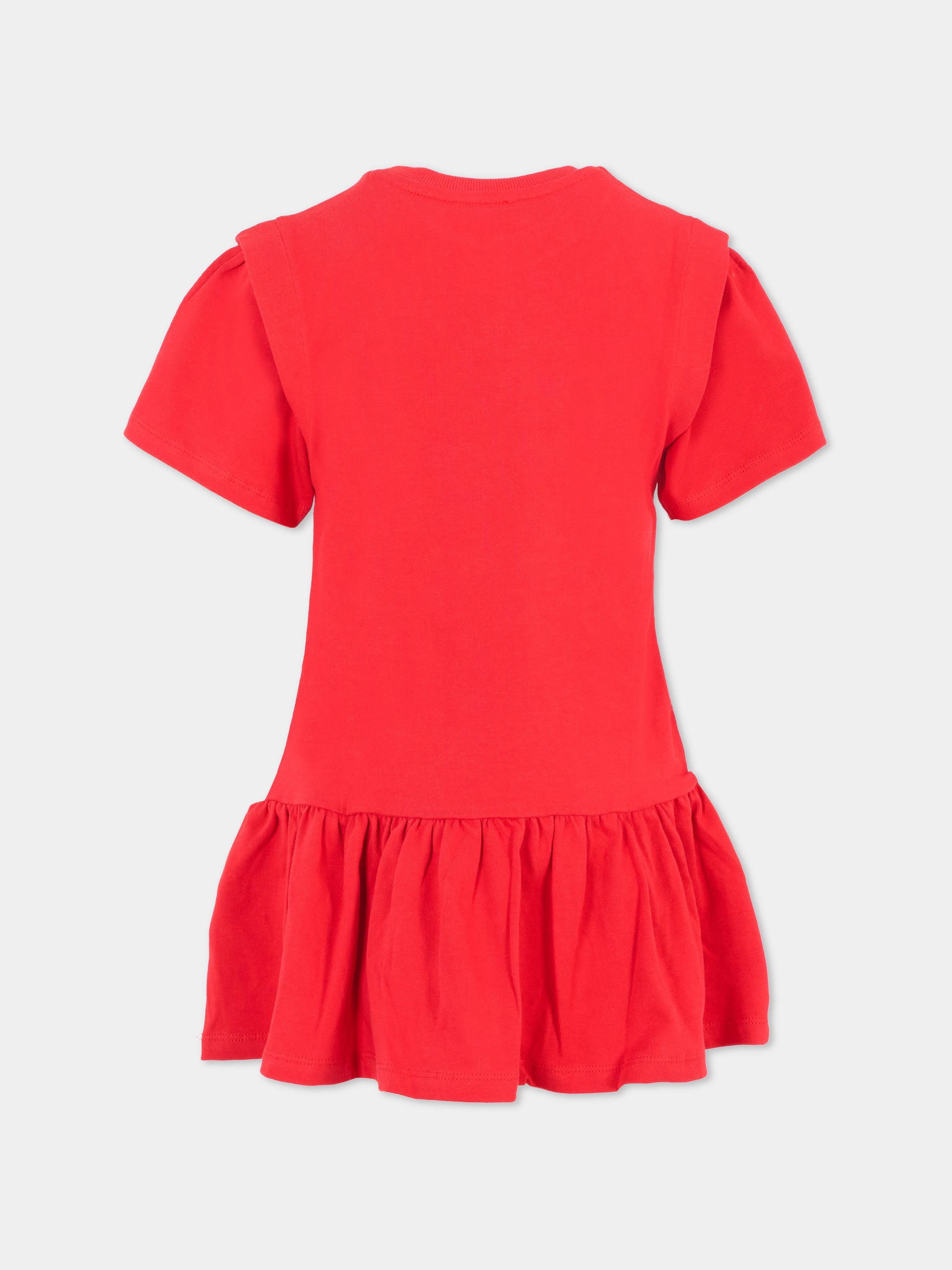 Vestito rosso per bambina con logo,Kenzo Kids,K61345 968