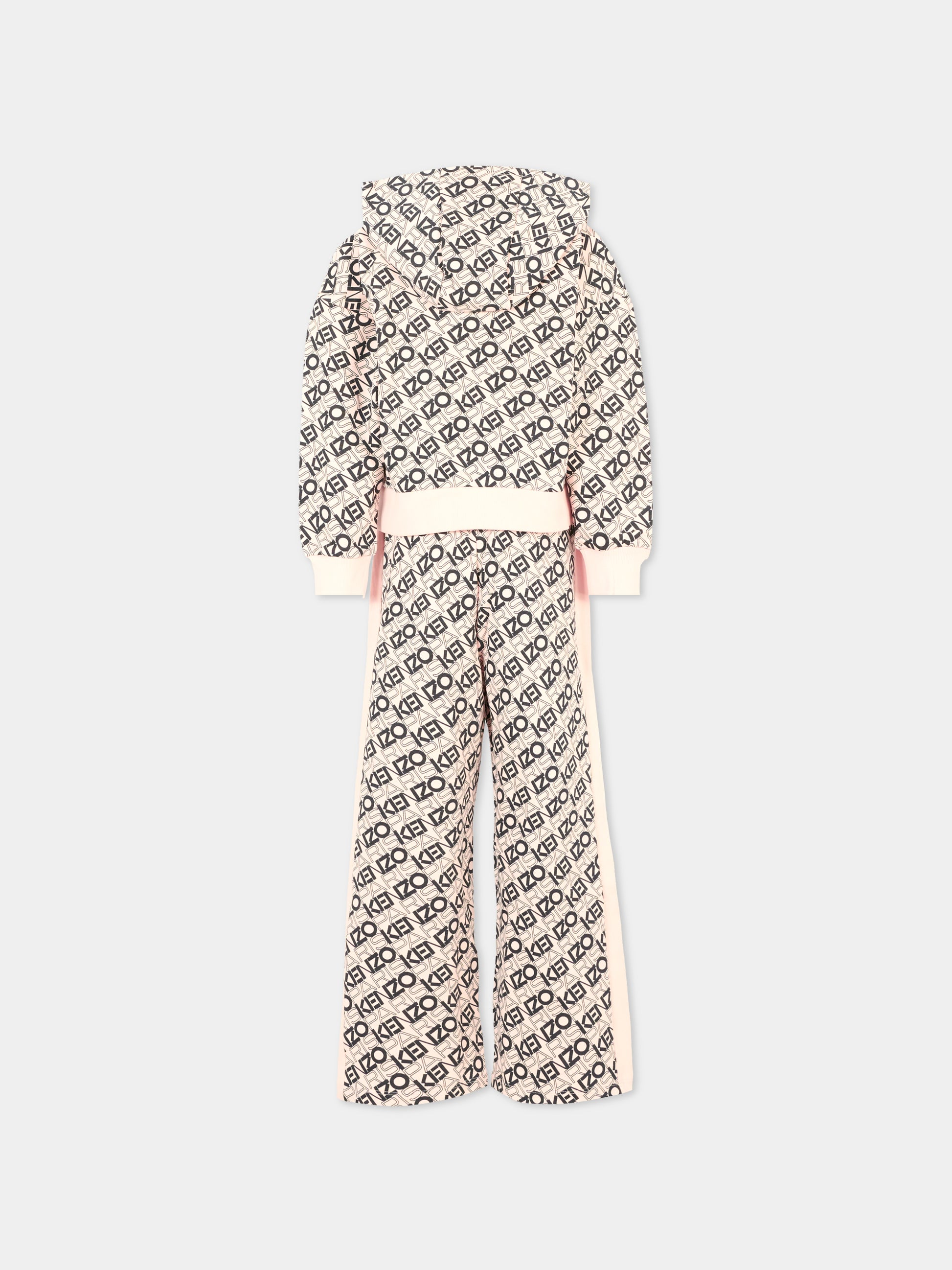 Completo rosa per bambina con logo all over,Kenzo Kids,K61363 46M