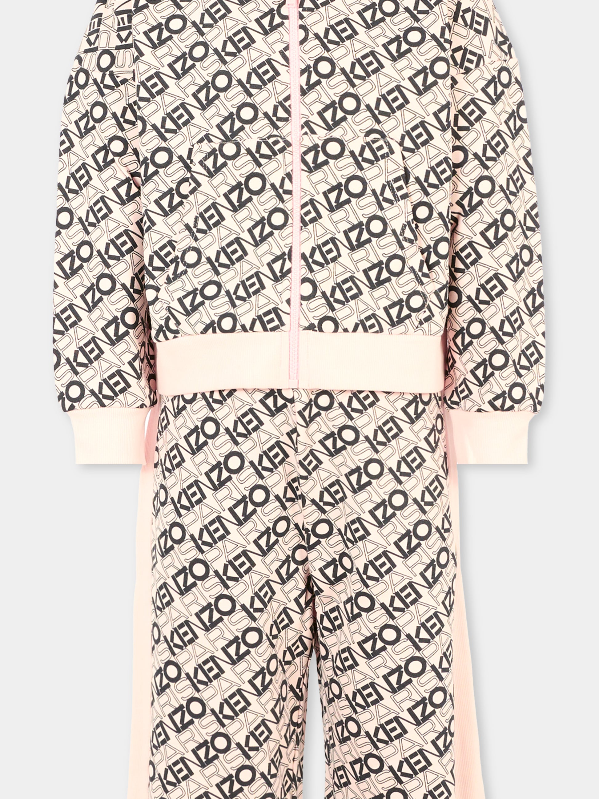 Completo rosa per bambina con logo all over,Kenzo Kids,K61363 46M