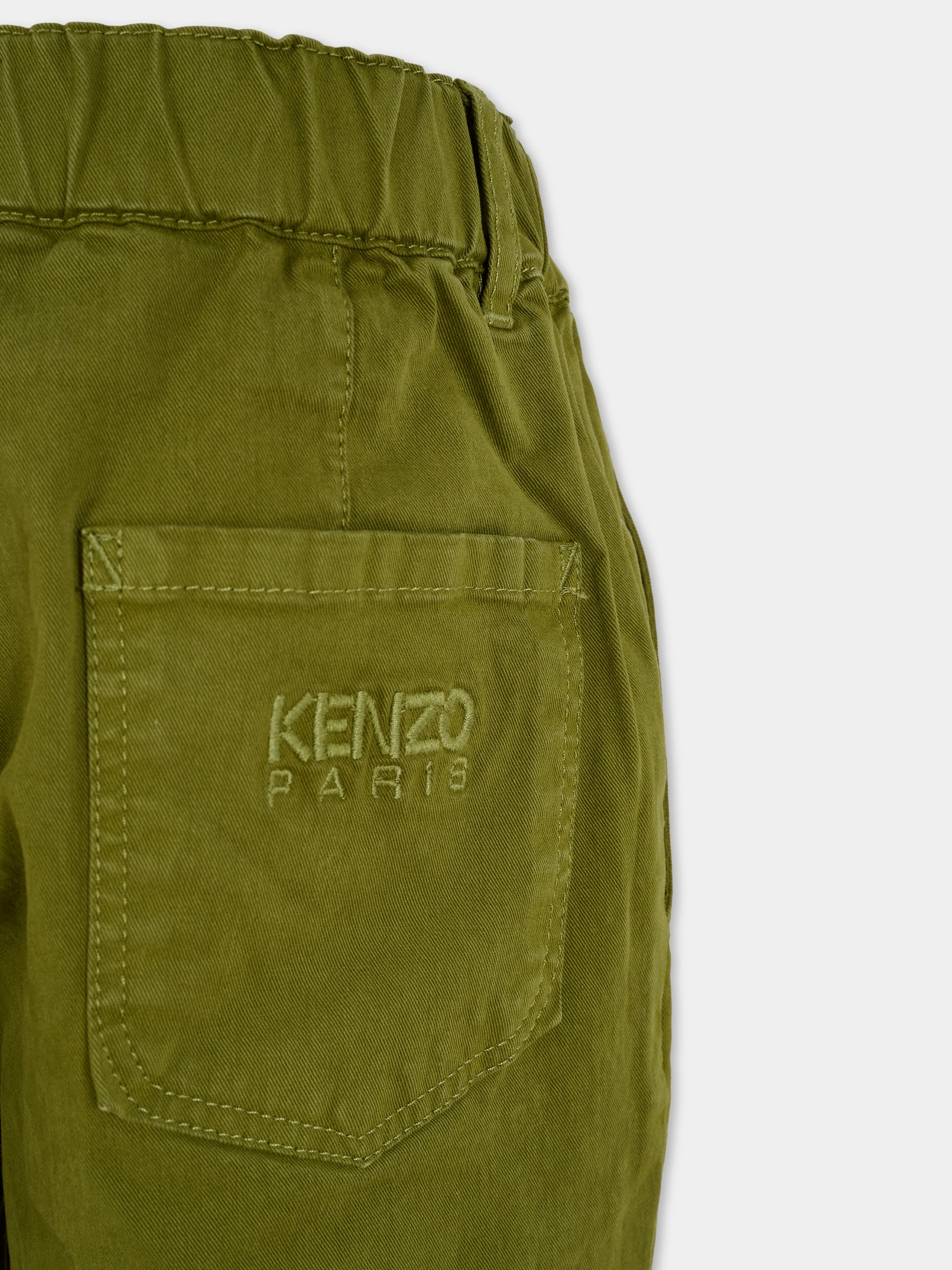 Pantaloni verdi per bambino con logo,Kenzo Kids,K61439 64T
